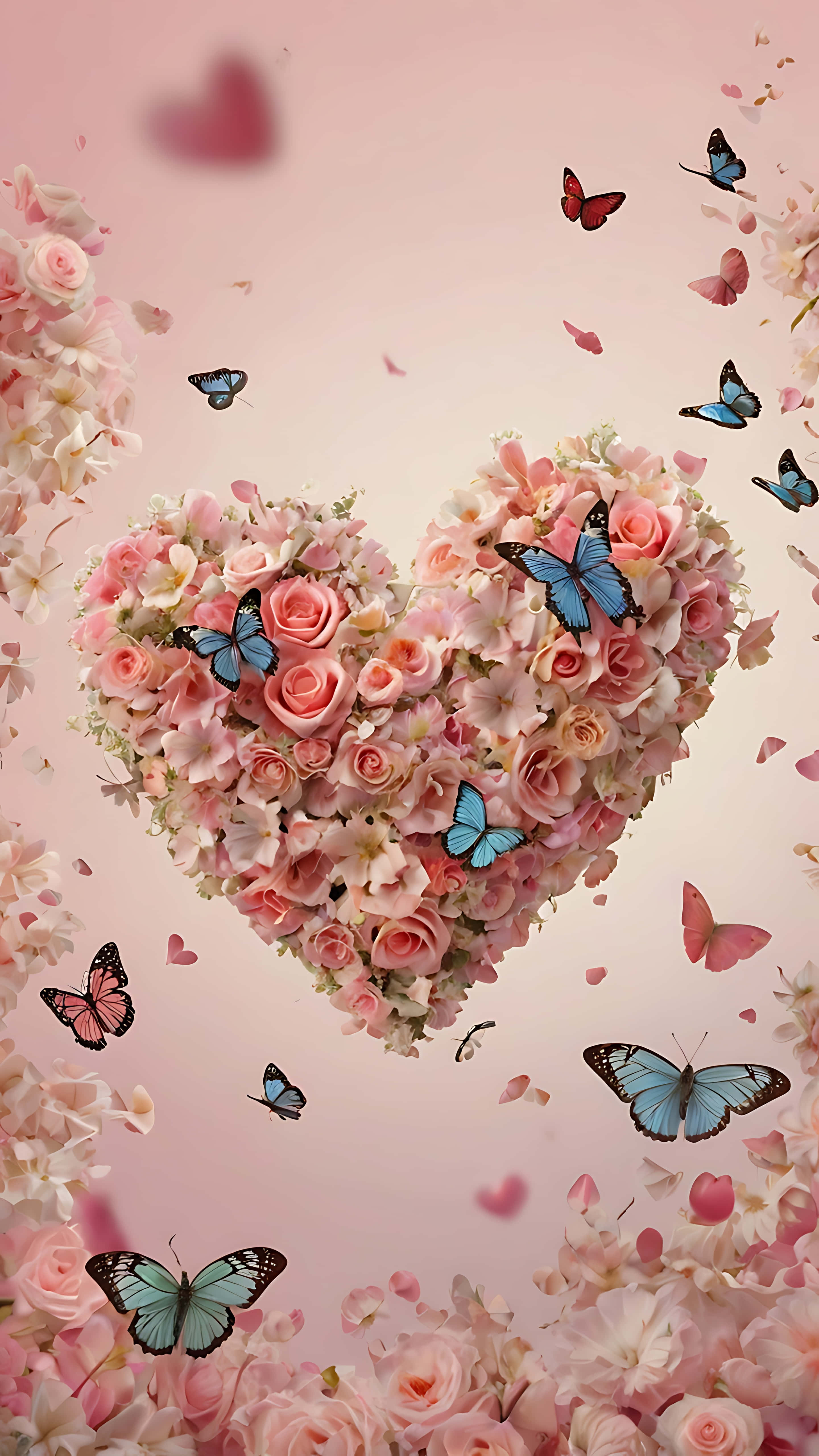 Fond de ecran romantic cu sărut de fluturi pentru smartphone Fundal