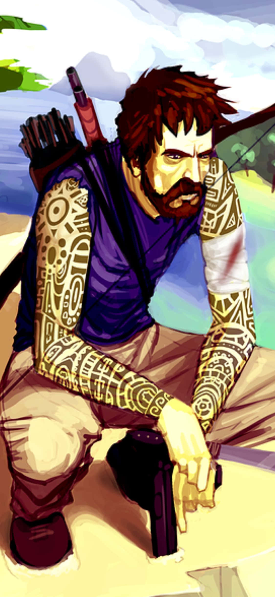 Fond iPhone X Far Cry 3 Jason Brody plajă Fundal