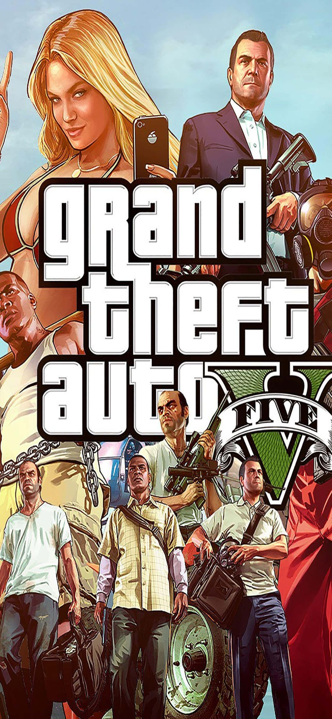 Fond iPhone X Grand Theft Auto V Personaje ale Jocului Fundal