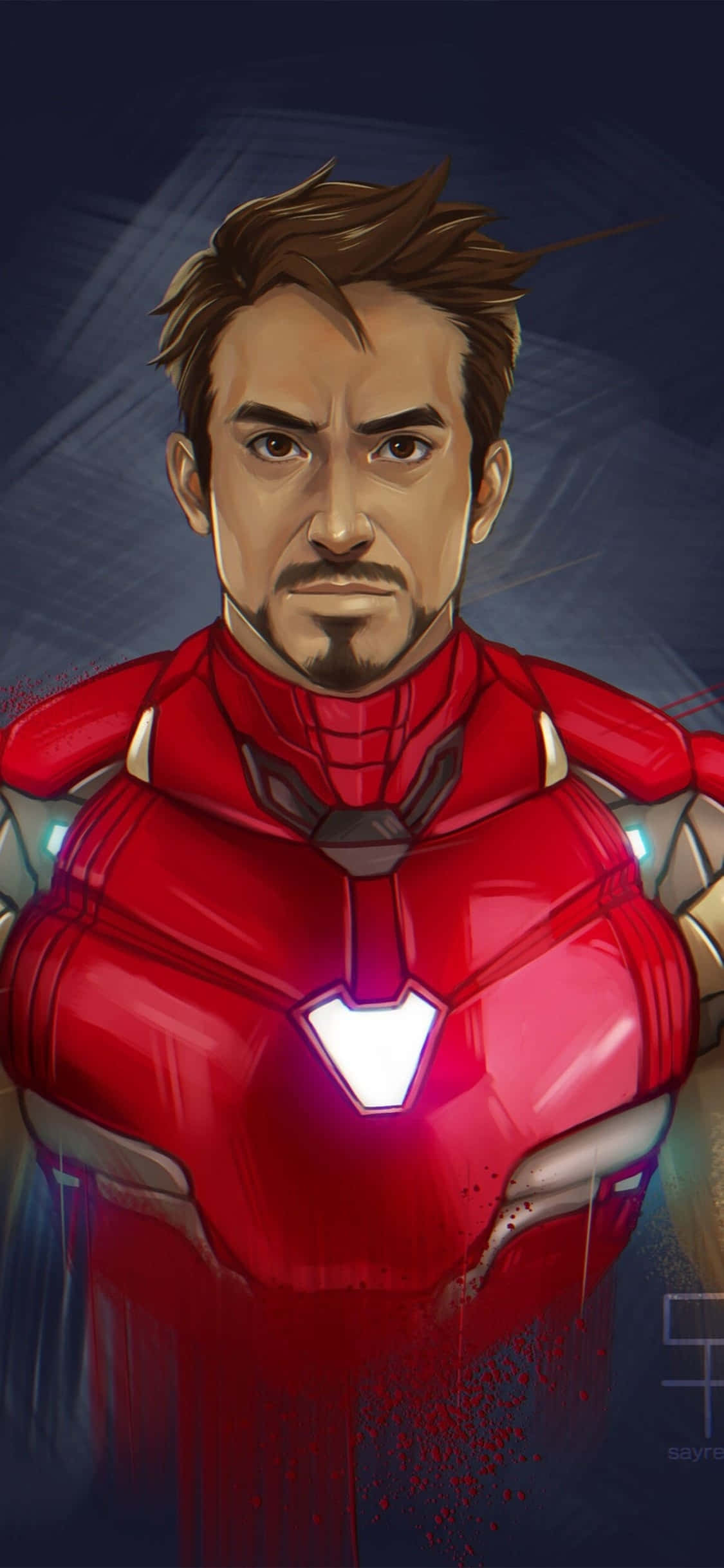 Fond iPhone X Iron Man fanart pictură Fundal