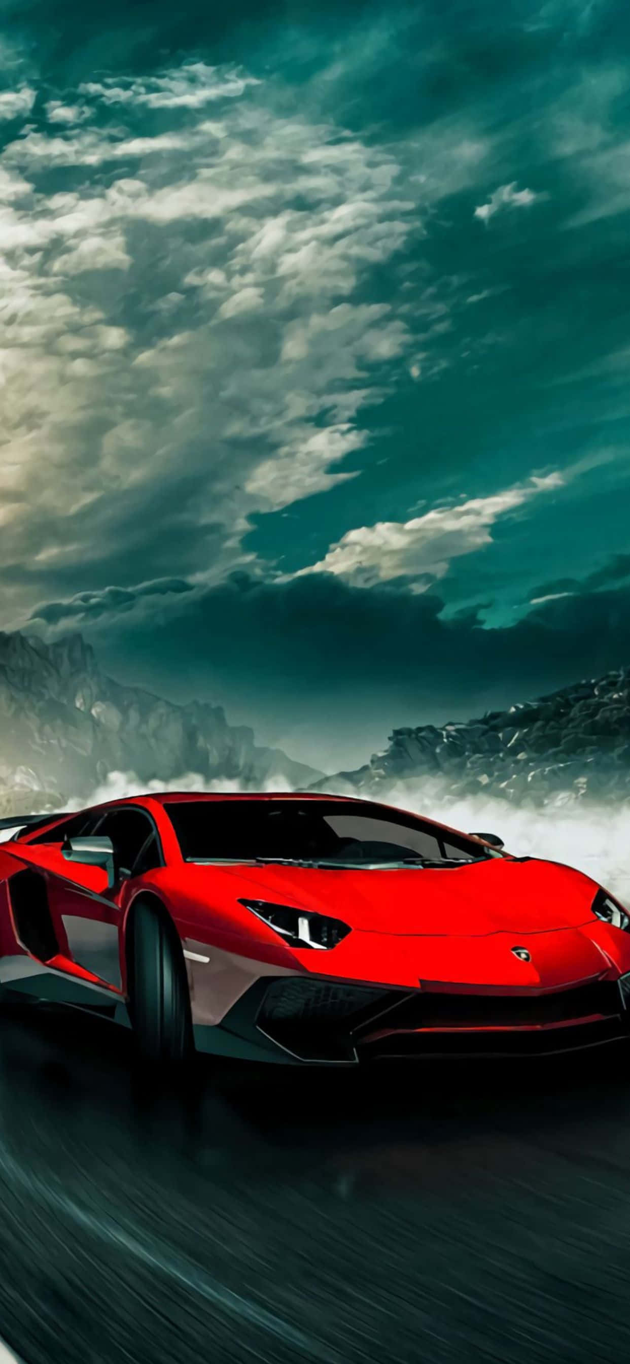 Fond iPhone XS Max Lamborghini Aventador Roșu Fundal