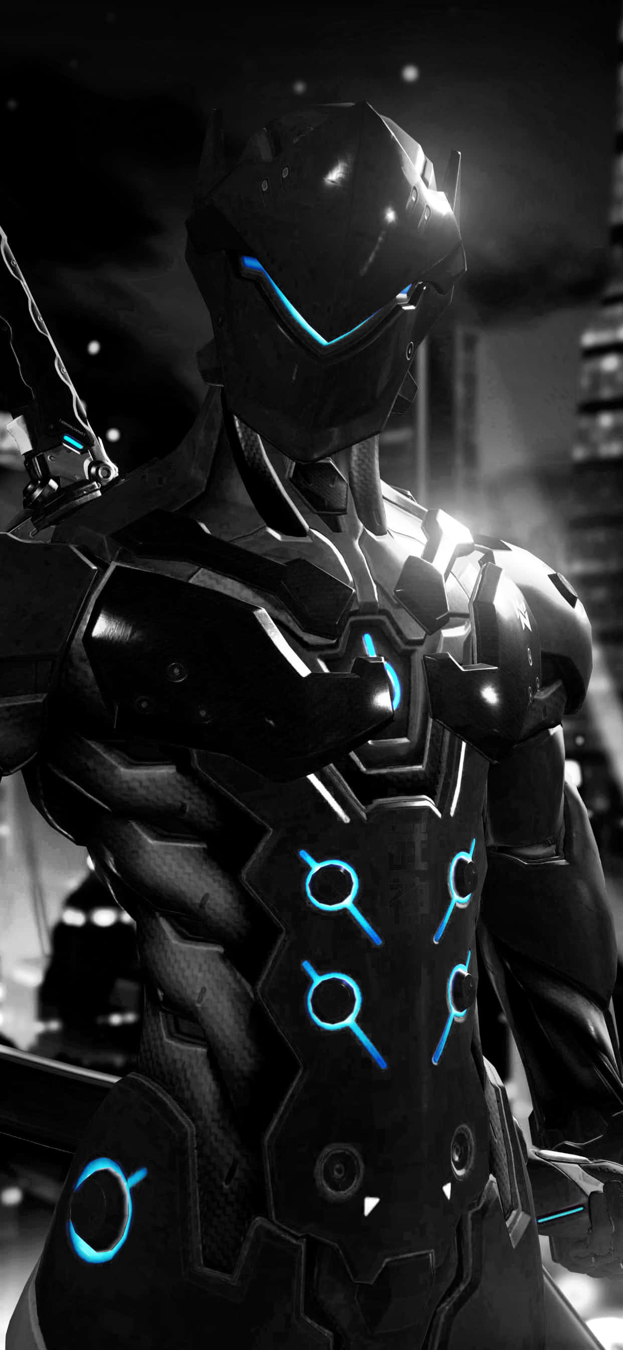 iPhone Xs Max Overwatch Fundal Genji Costum Negru Fundal