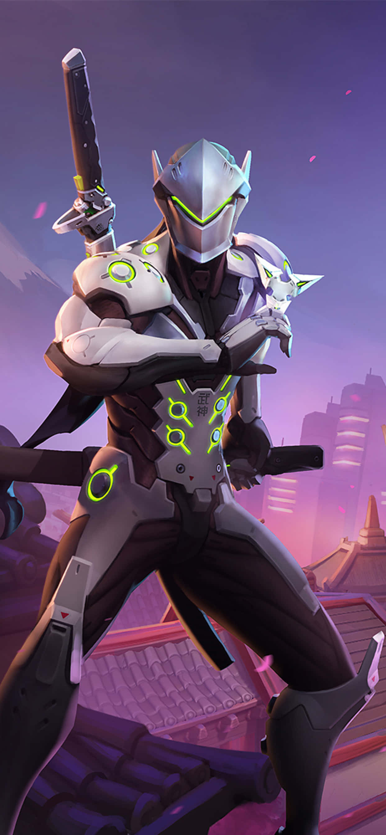 iPhone Xs Max Overwatch Fundal Genji Costum Alb Fundal