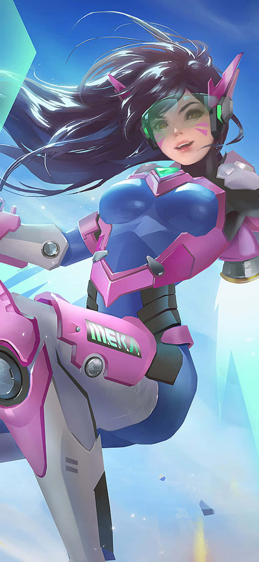 Fond iPhone Xs Max Overwatch D.Va Plutește în Aer Fundal