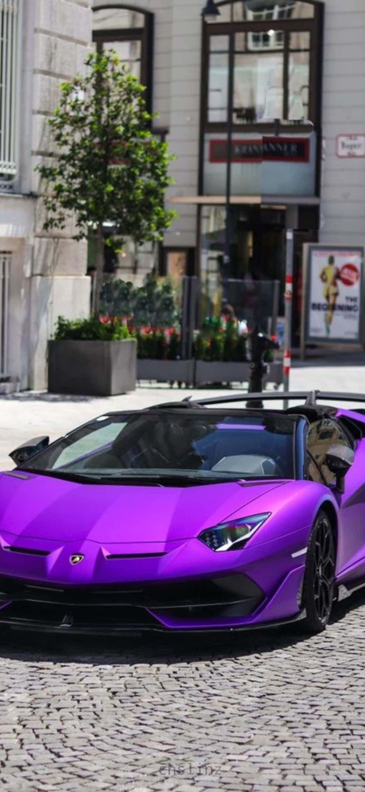Fond iPhone XS Max Lamborghini Aventador Purple Fundal