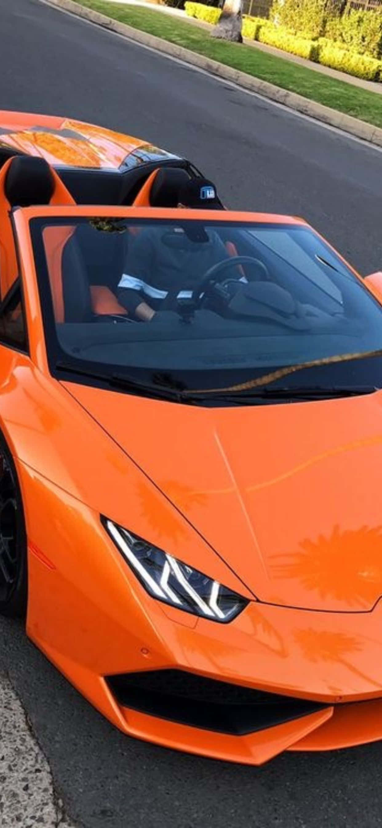 Fond iPhone XS Max Lamborghini Huracan Portocaliu Fundal