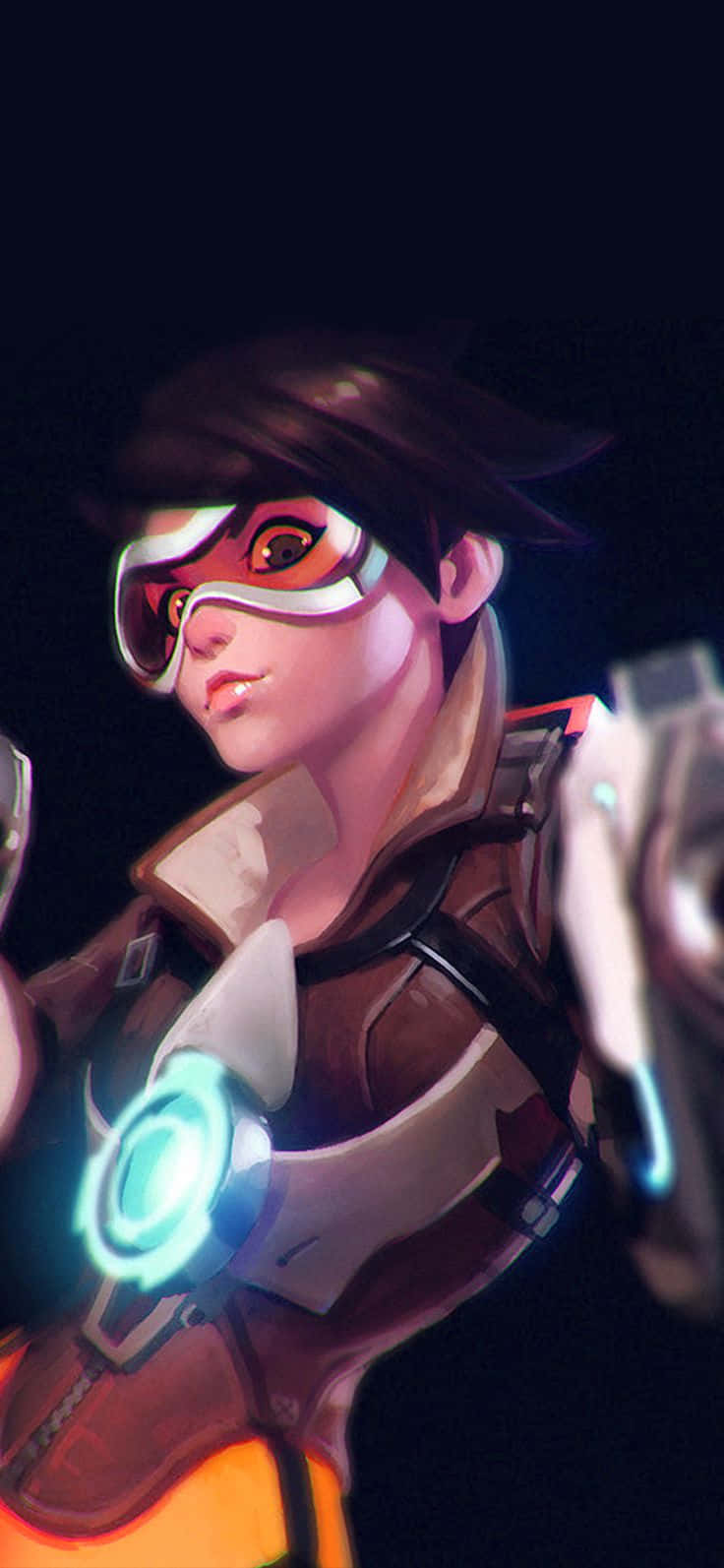 Fond iPhone Xs Max Overwatch Tracer privind în jos Fundal