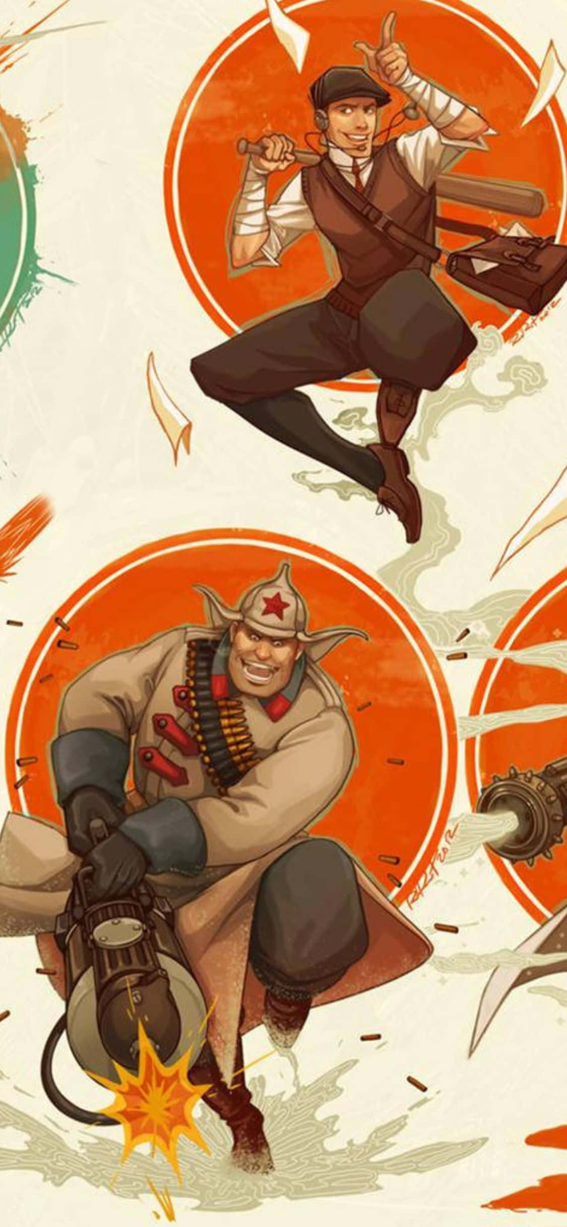 Fond iPhone Xs TF2 1920 Heavy și Scout Fundal