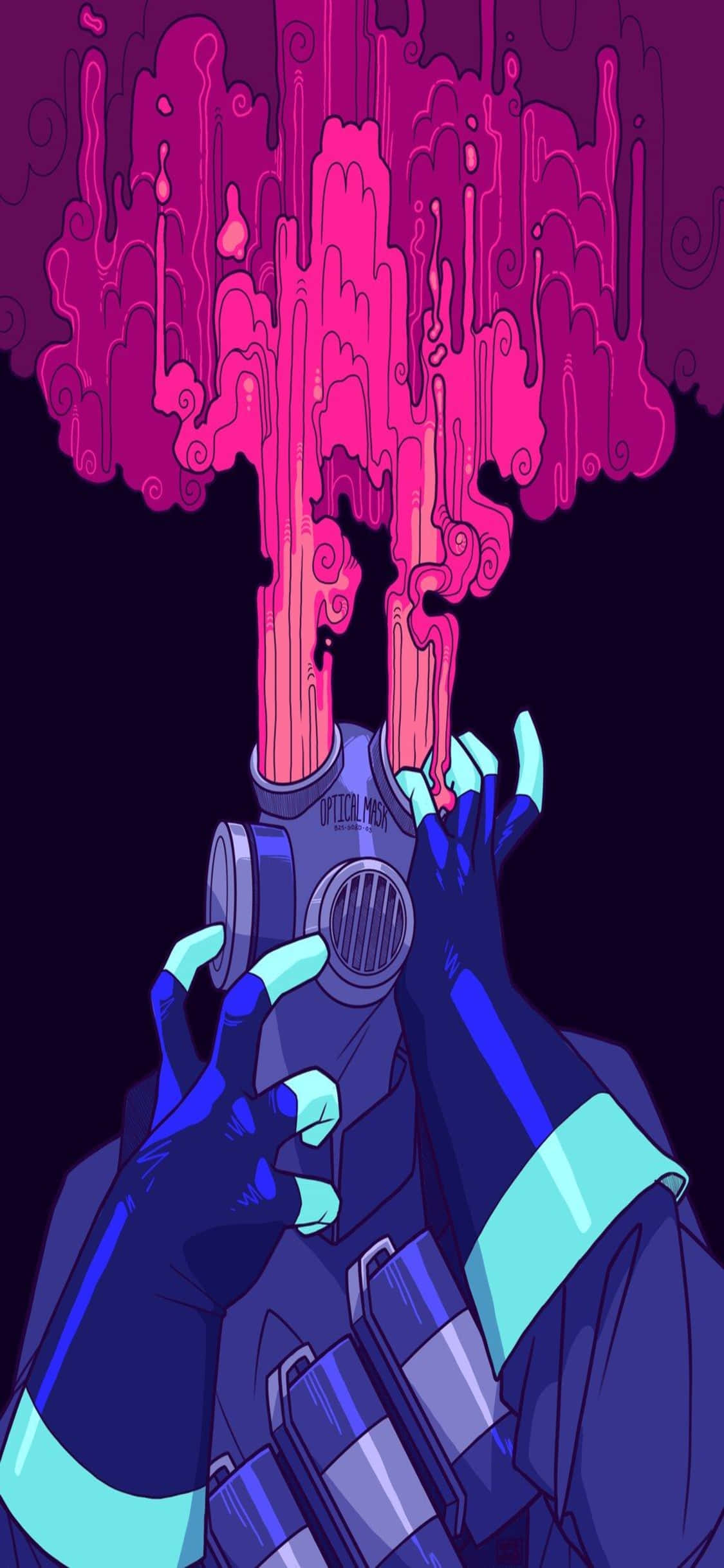 Fond iPhone Xs Tf2 Desen Fanart Pyro Cu Flamuri Violet în Ochii Fundal