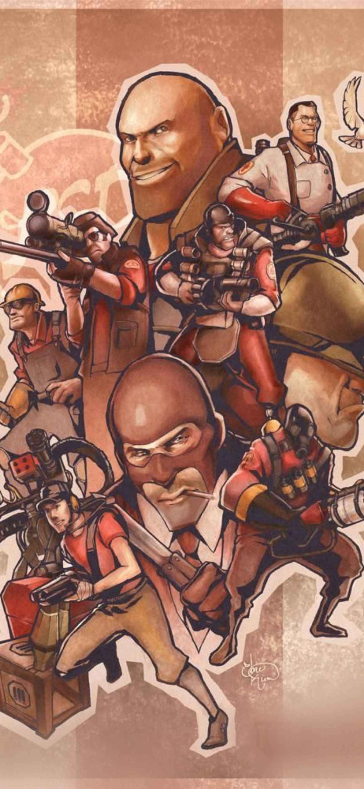 Fond Pop Art Echipa Roșie iPhone Xs Max Team Fortress 2 Fundal