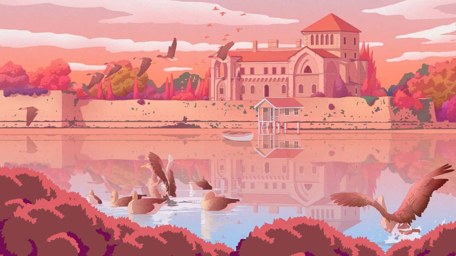 Fonduri de ecran anime estetice roz Fundal