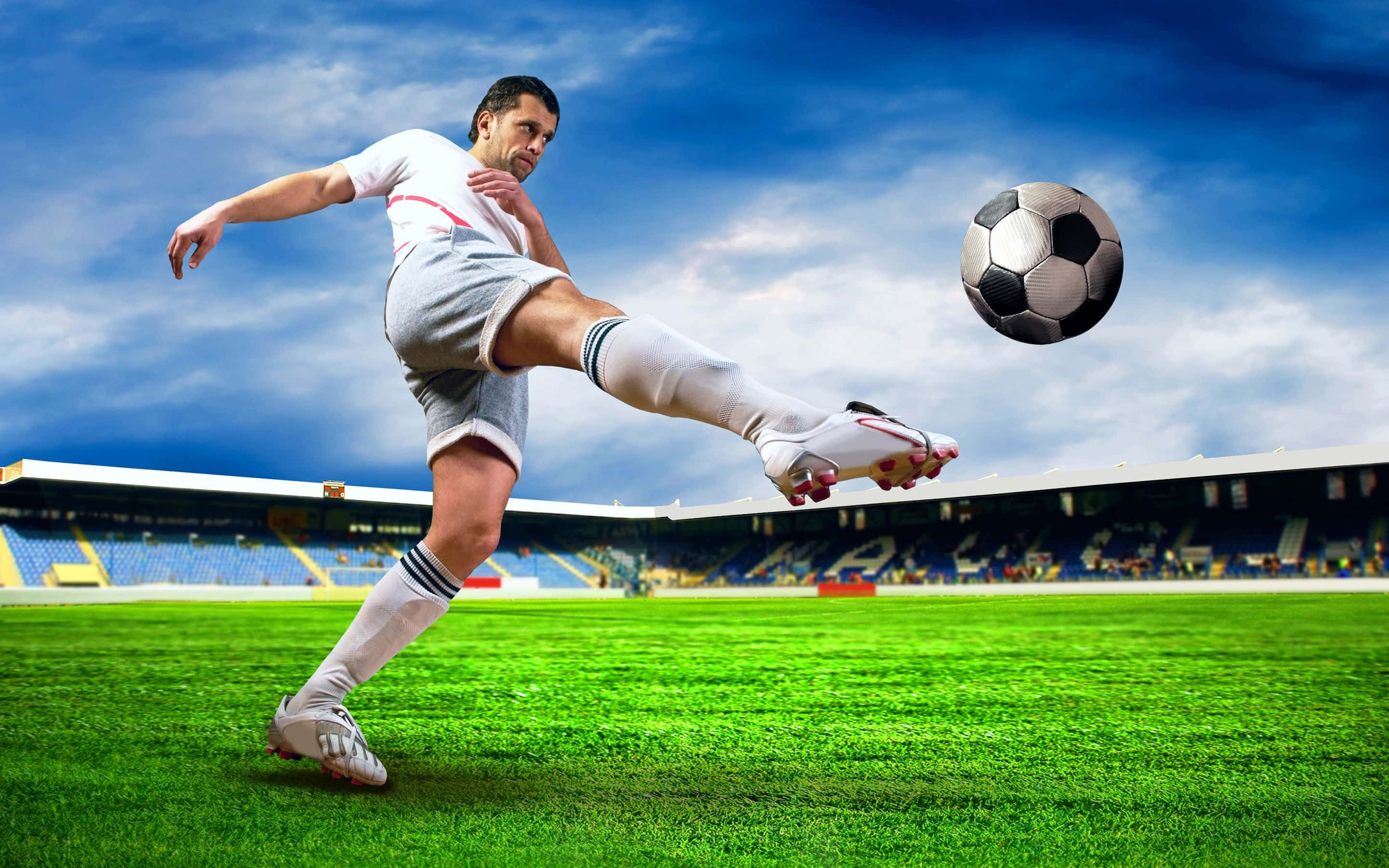Fotbal 4K și un jucător de fotbal Fundal
