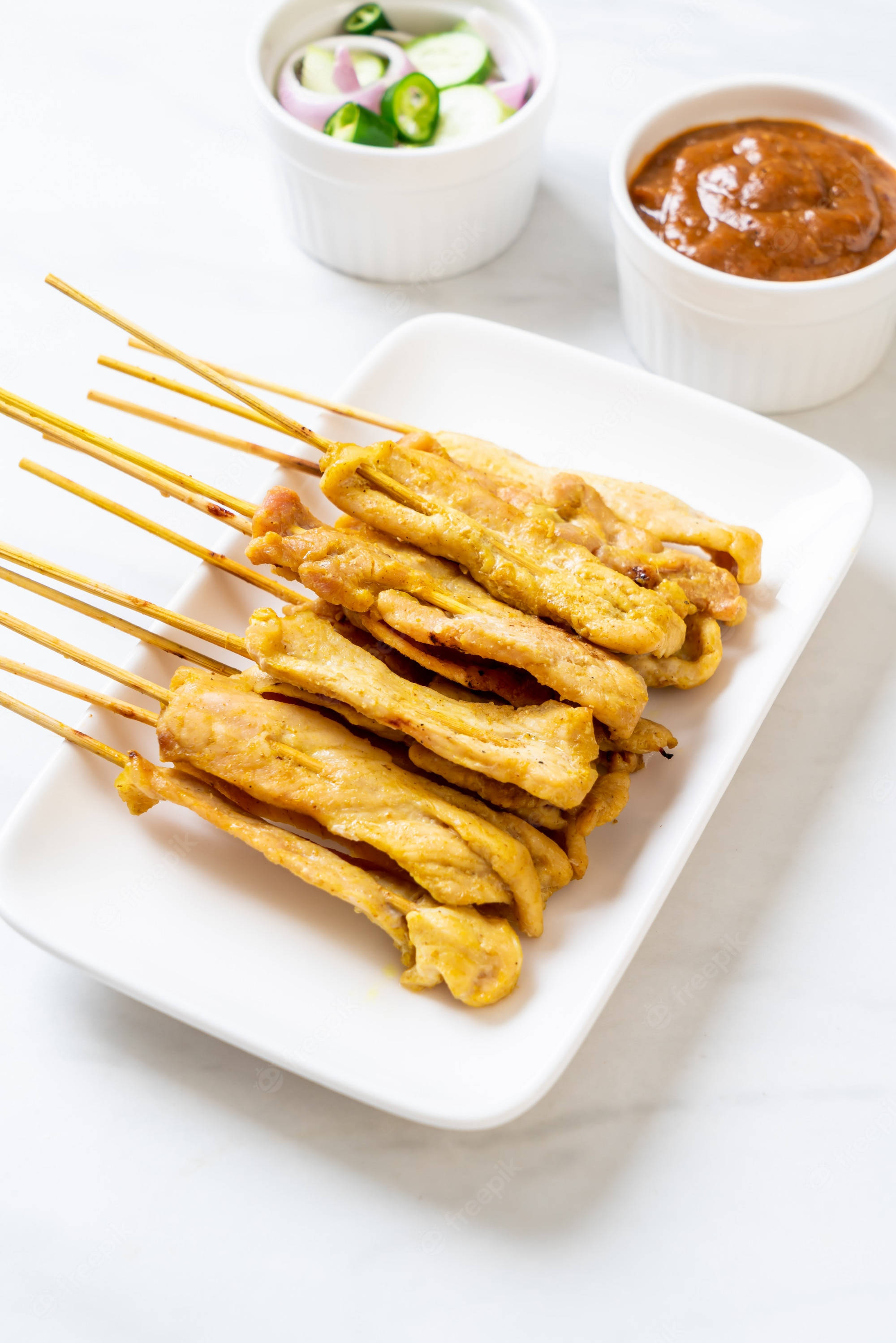 Frigărui de Pui Satay Apetizante Mâncare Asiatică Fundal