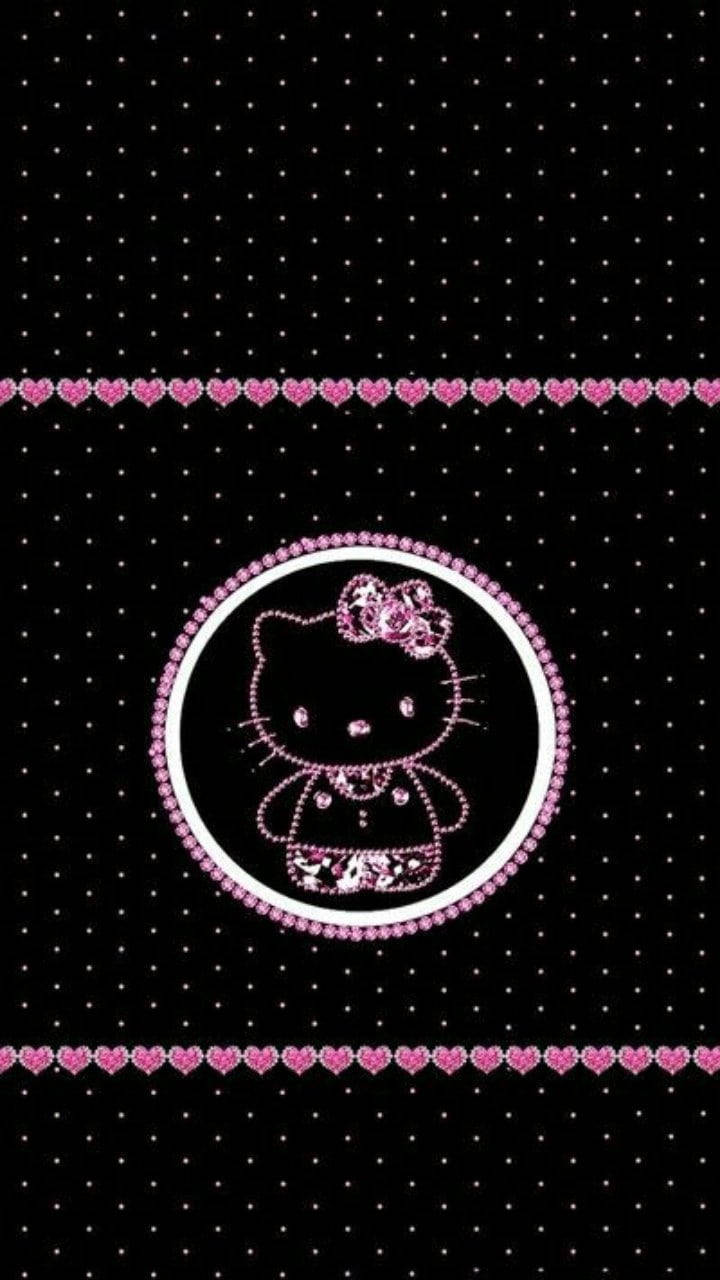 Frumoasa Hello Kitty Neagră cu Puncte Fundal