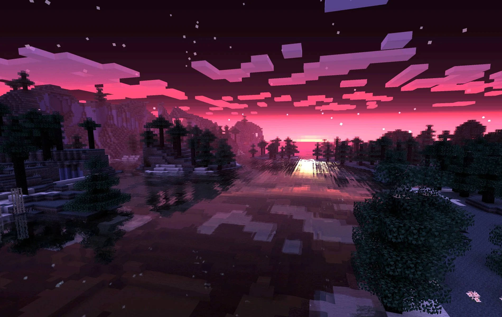 Frumos Cer Roz Minecraft Fundal