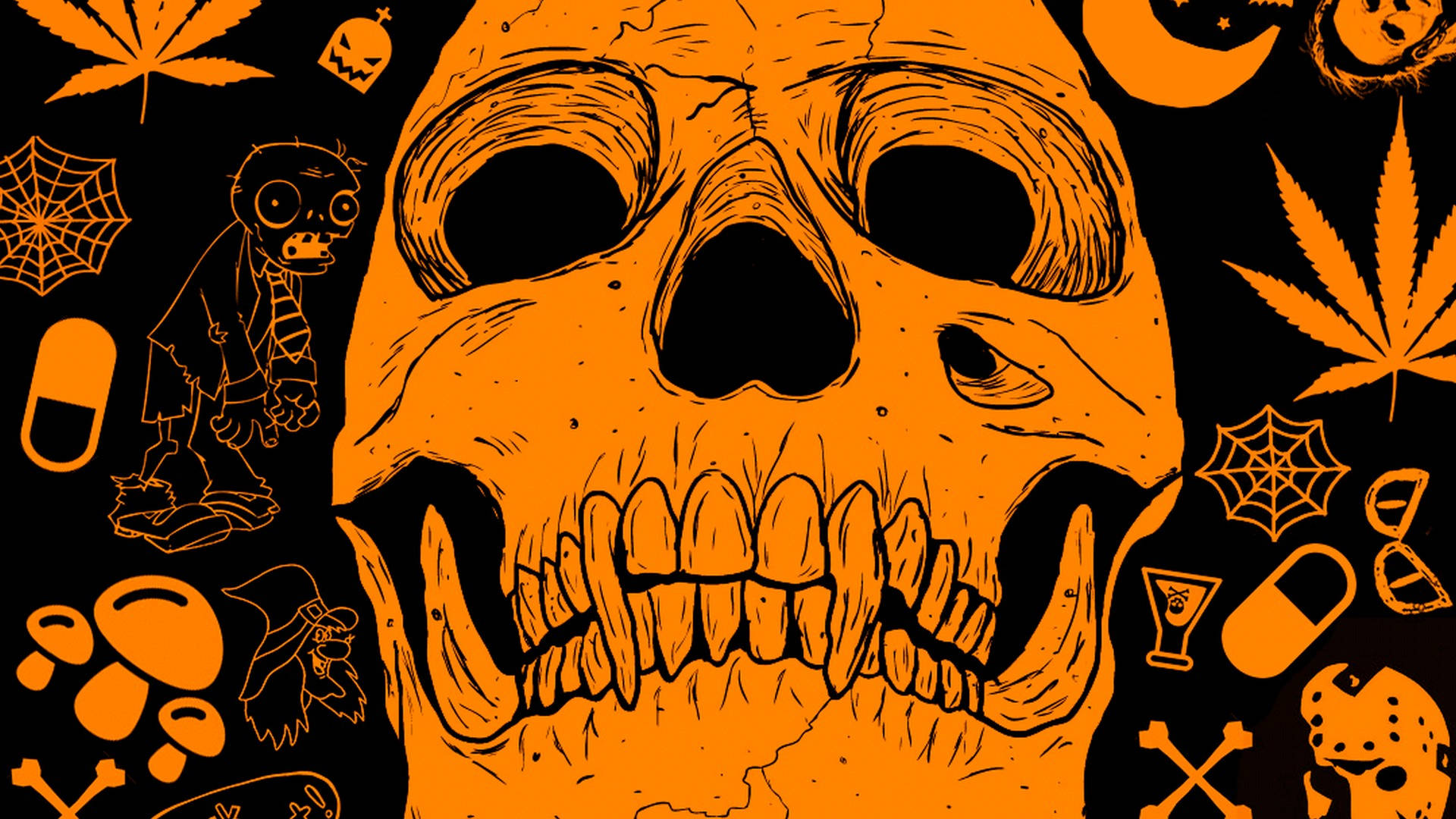 Frumos Estetic de Halloween cu Craniu Fundal