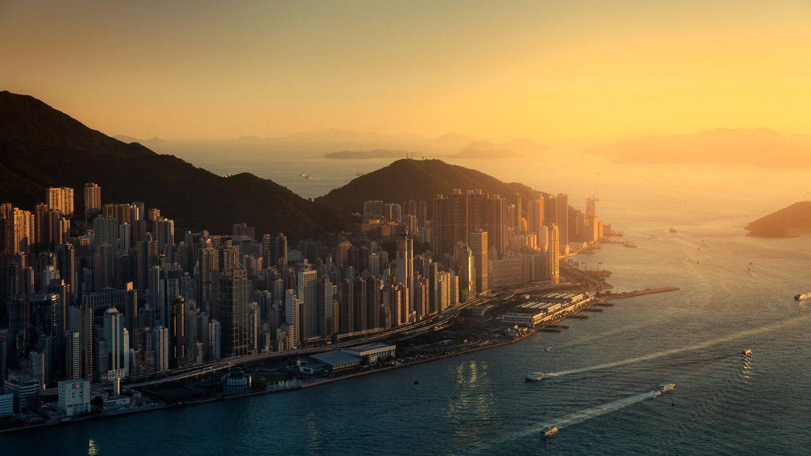 Frumosul orizont urban al Hong Kong-ului Fundal