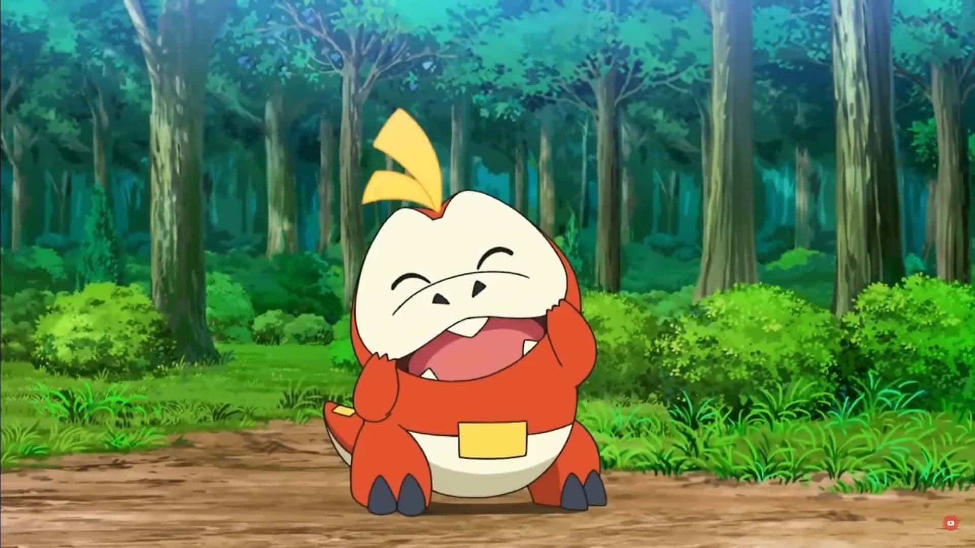 Fuecoco Pokemon cu fundal natural Fundal