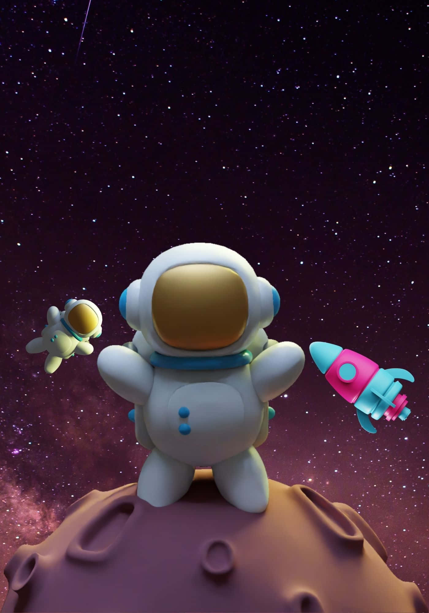 Fundal 3D Cool cu Astronaut în Spațiu Fundal
