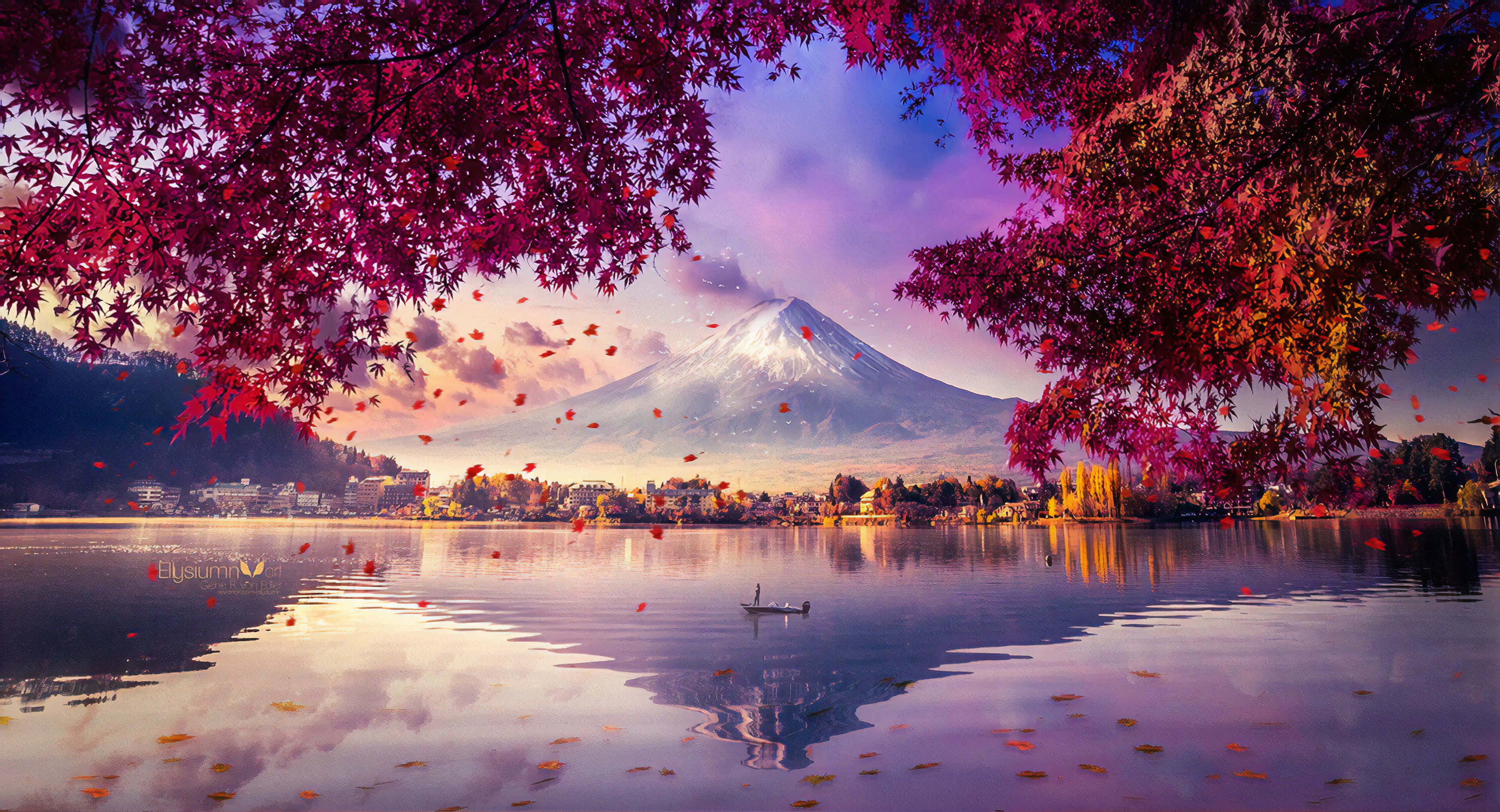 Fundal 4K cu Lacul Fuji Fundal