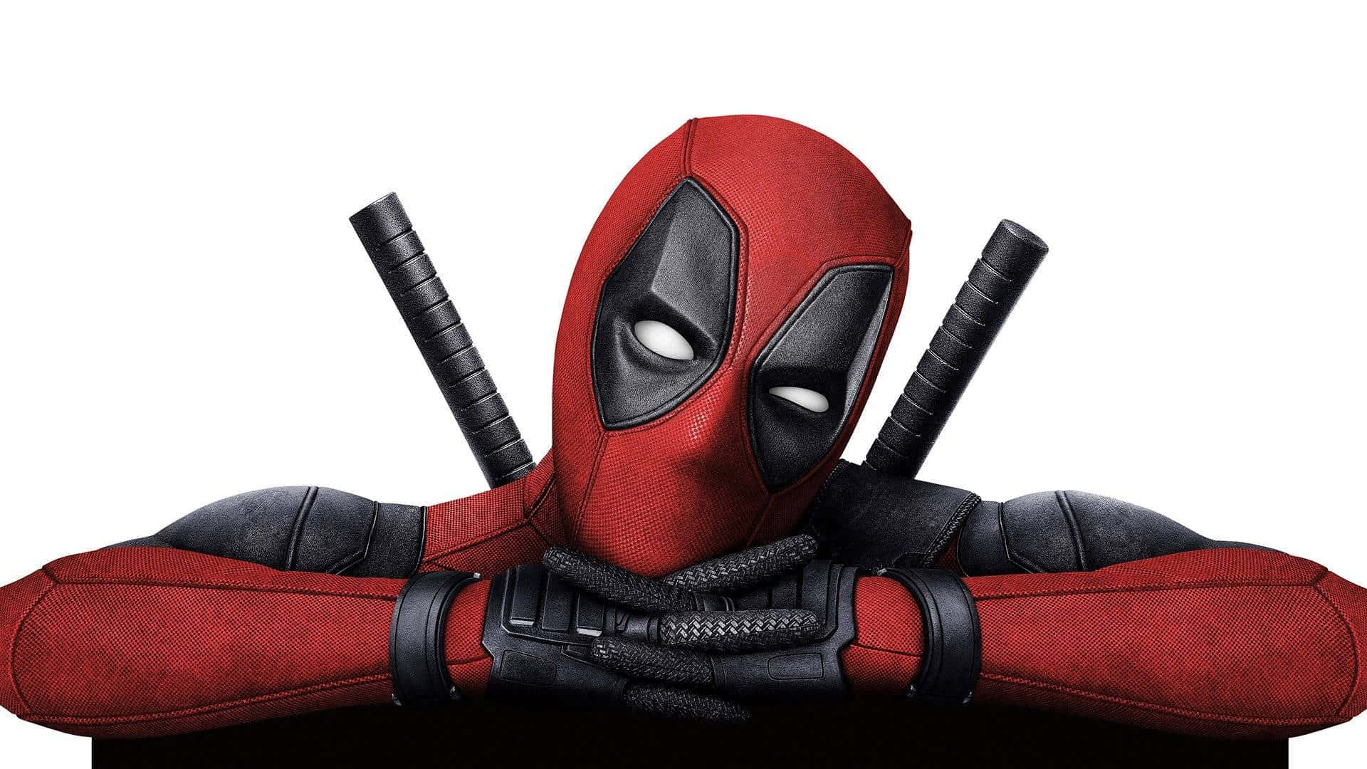 Fundal alb minimalist Deadpool cu sprânceana ridicată Fundal