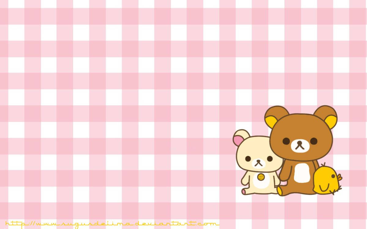 Fundal caroiaj roz Kawaii cu Rilakkuma și prietenii Fundal