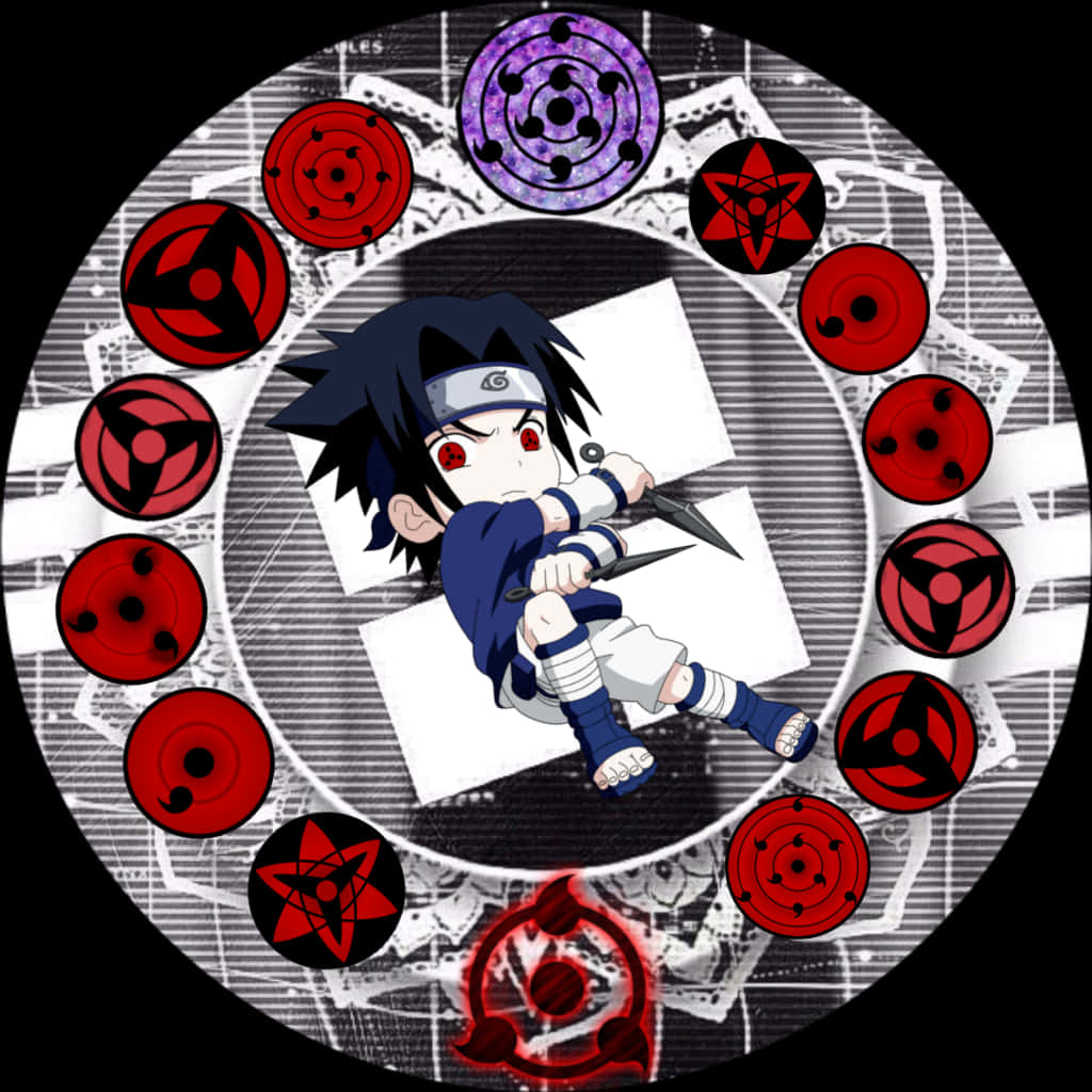 Fundal Chibi Itachi Uchiha cu Mangekyo Sharingan Fundal