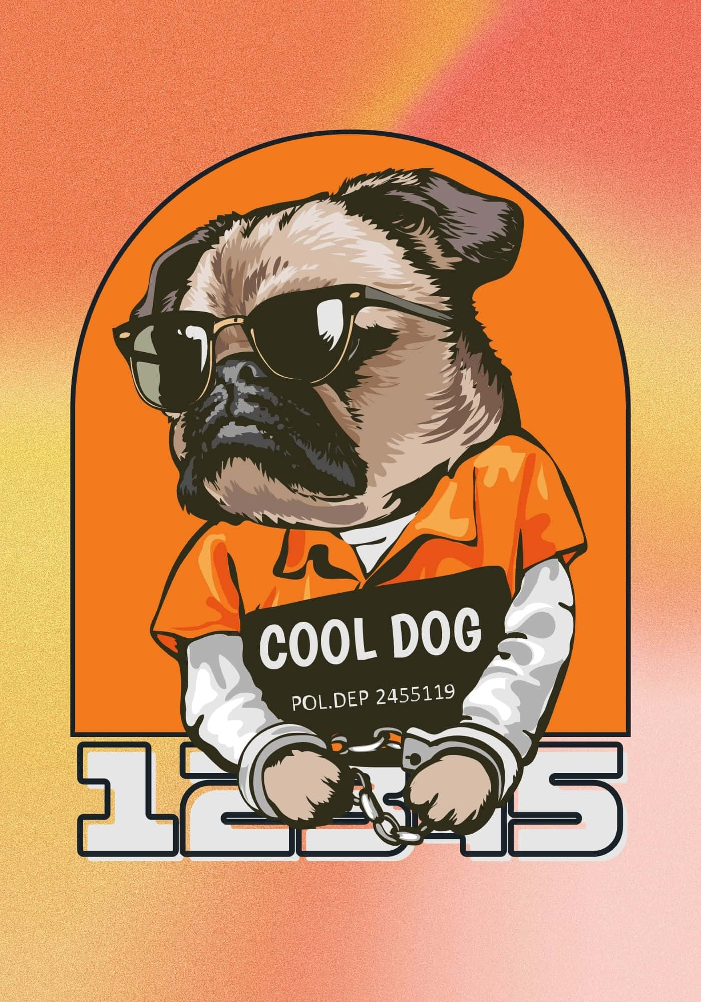 Fundal Cool cu Câine Pug Portocaliu Fundal