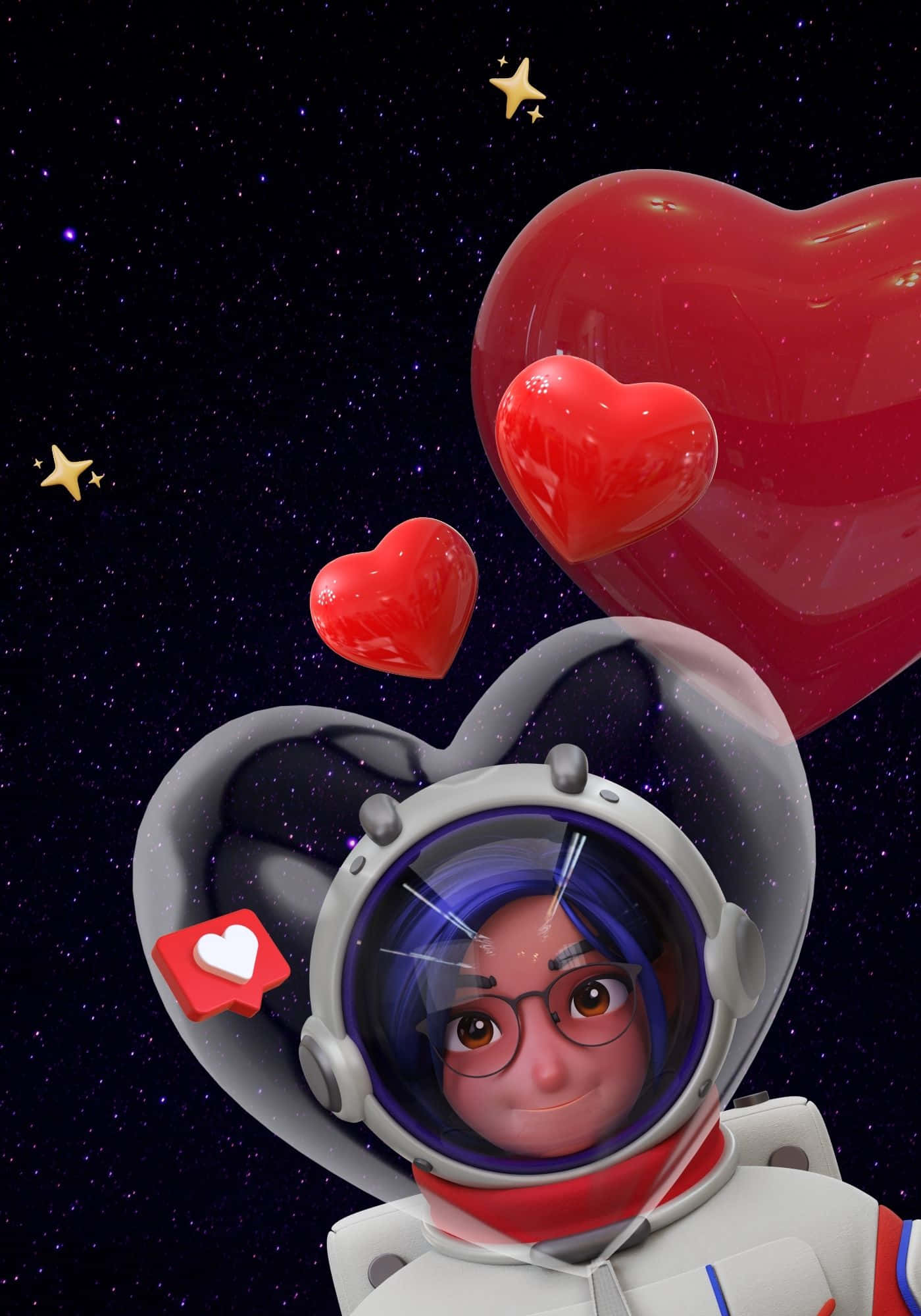 Fundal cu astronaut cu păr albastru 3D Fundal