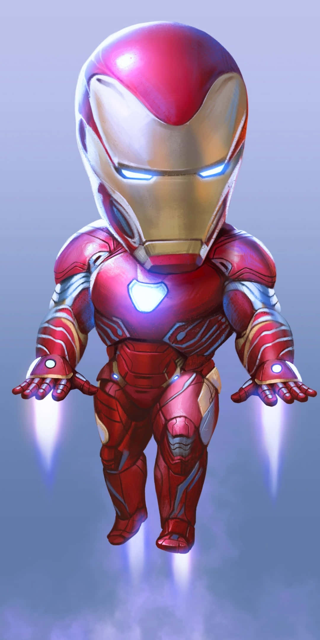 Fundal cu Iron Man Chibi în zbor pentru Pixel 3 Fundal
