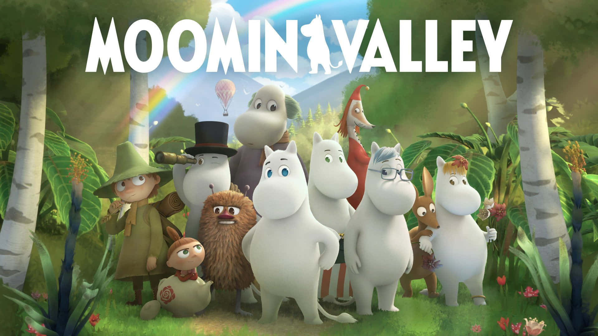 Fundal de desktop Moomin cu multe personaje Fundal