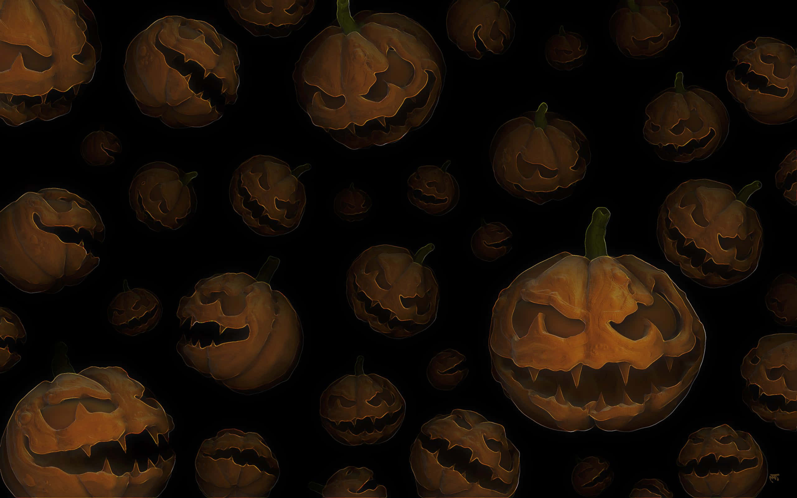 Fundal de Halloween cu Dovleci și Fețe Înfricoșătoare Fundal