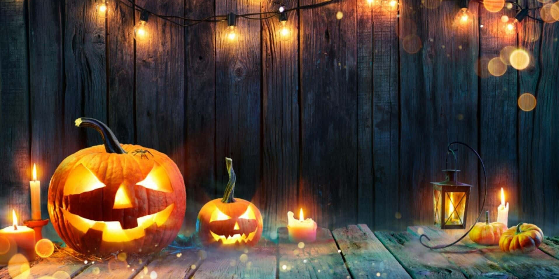 Fundal de Halloween cu Dovleci și Lumânări Portocalii Fundal