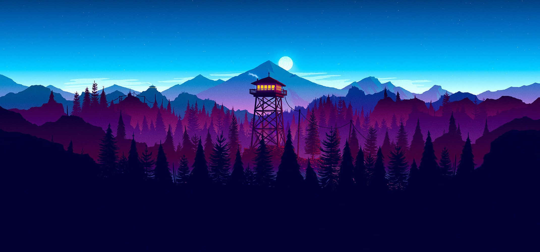 Fundal de monitor Firewatch cu munți Fundal