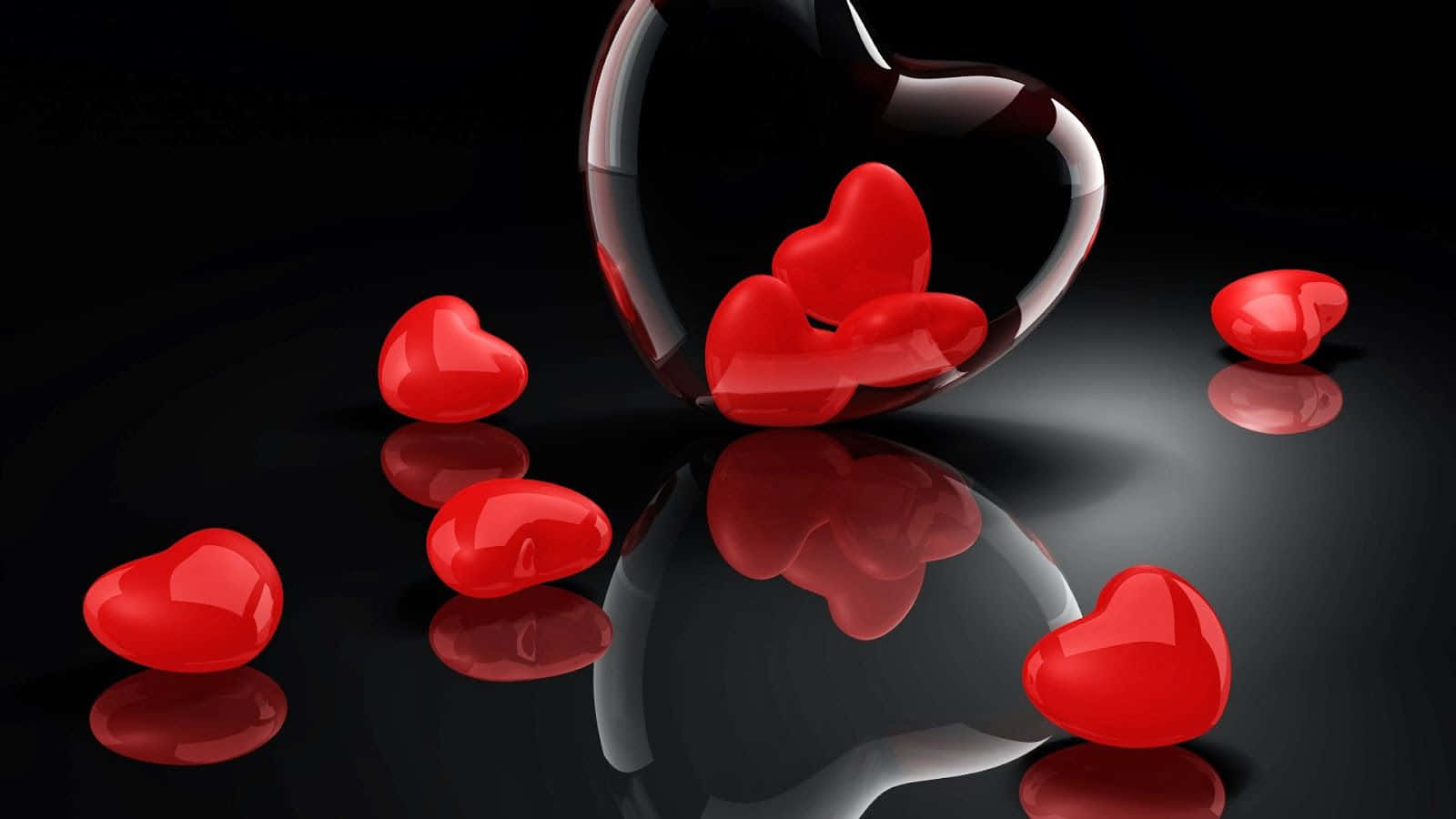 Fundal de Valentine's Day cu inimi transparente și roșii Fundal