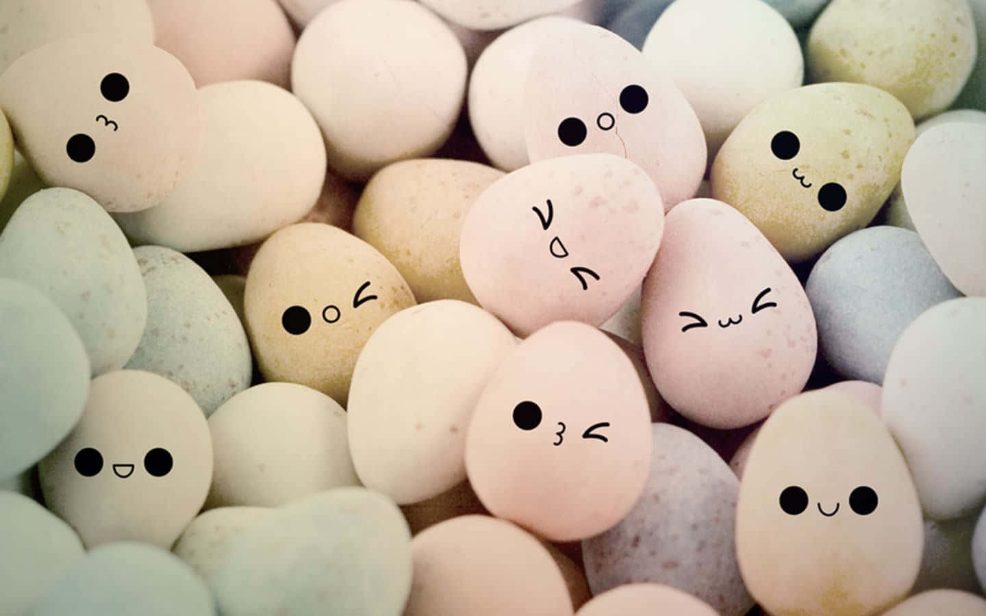 Fundal drăguț cu ouă kawaii care au fețe Fundal