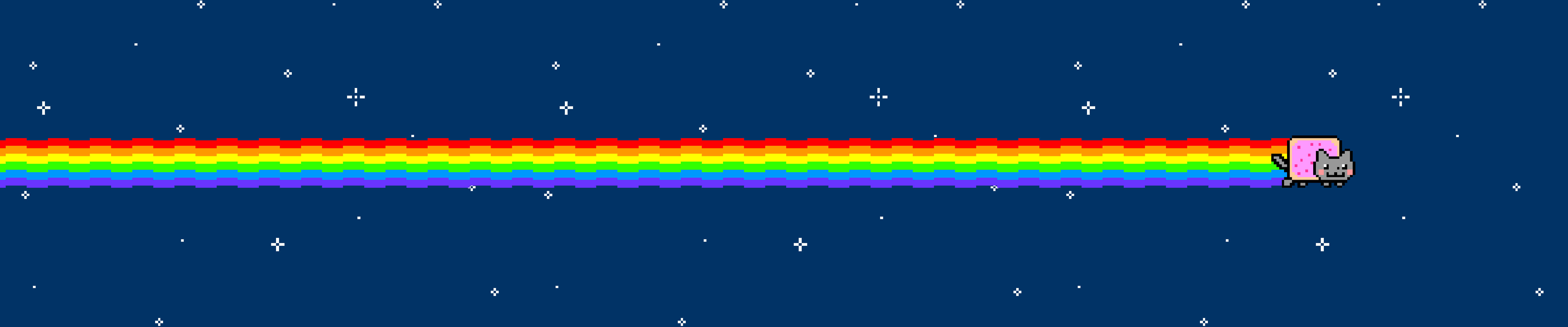 Fundal drăguț pentru monitor Pixel 3 cu Nyan Cat și curcubeu pixelat Fundal