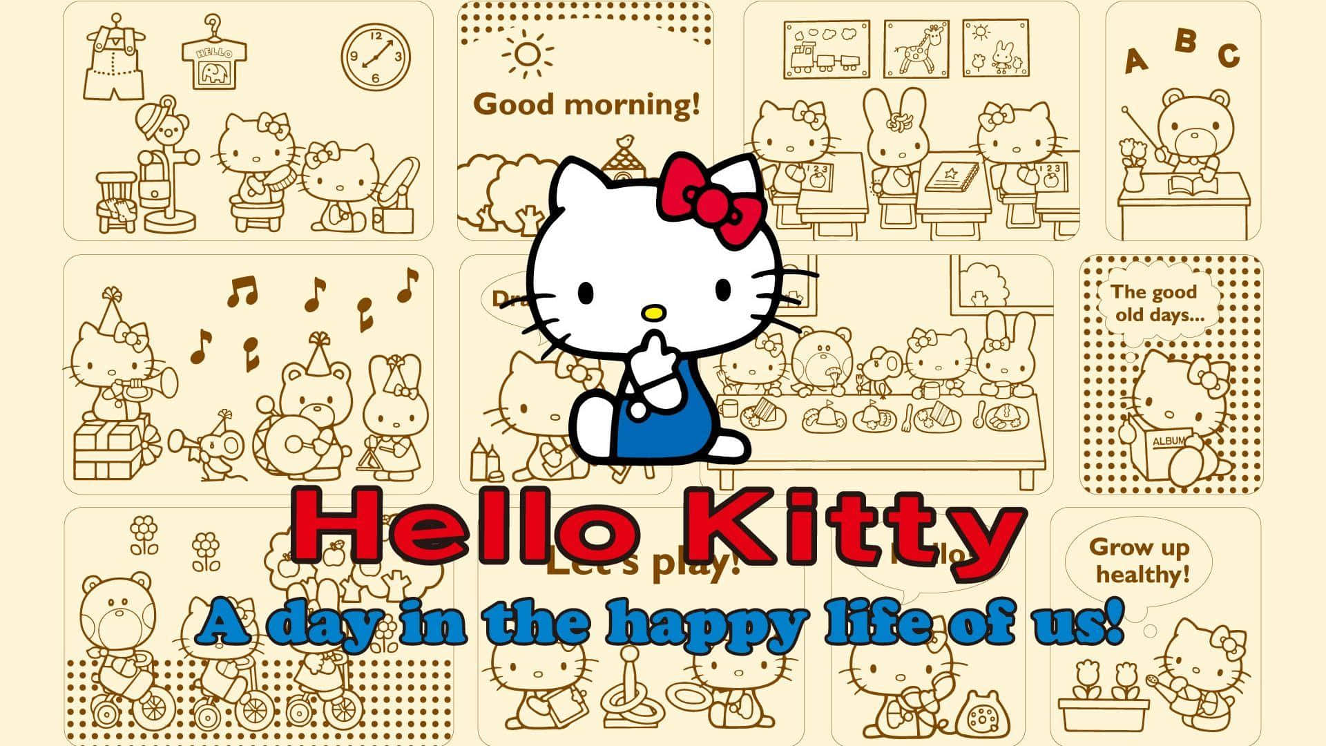 Fundal estetic bej Hello Kitty Fundal