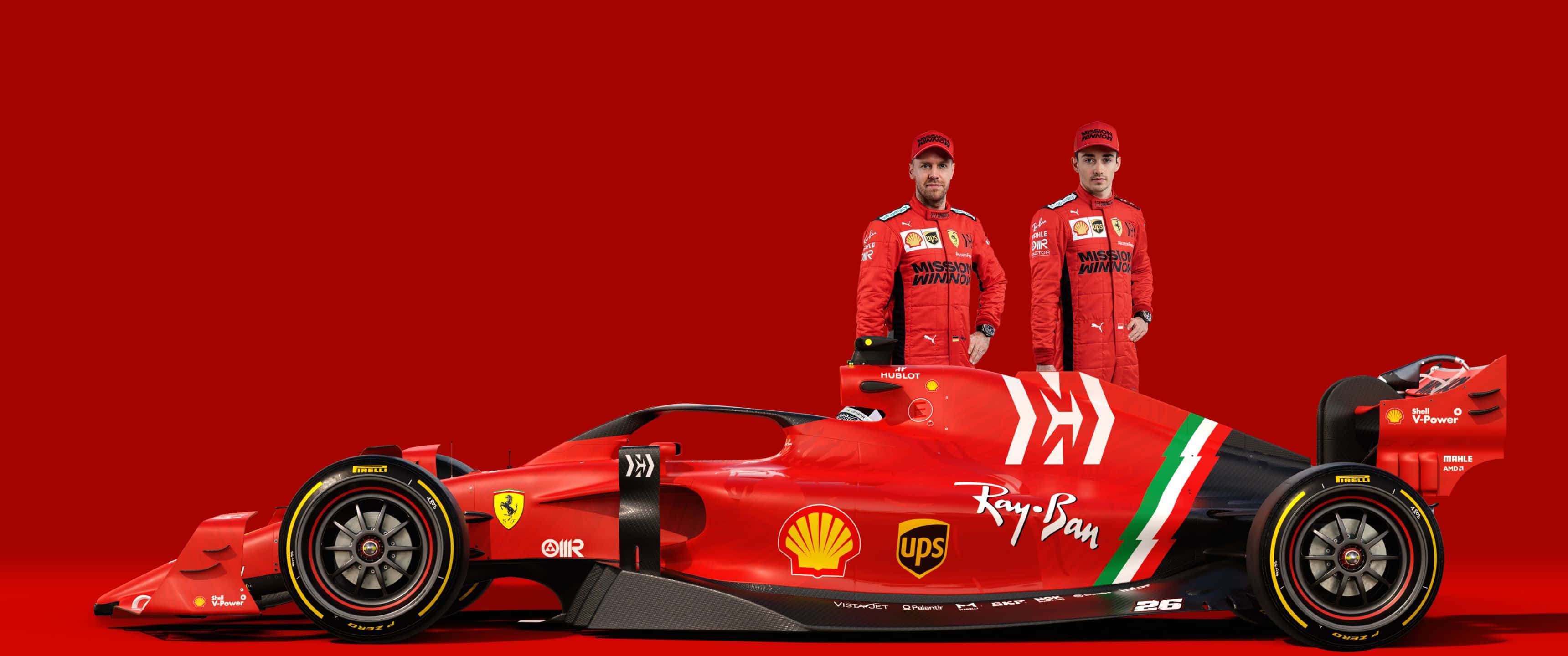 Fundal Ferrari 3440x1440p cu piloți Scuderia Fundal