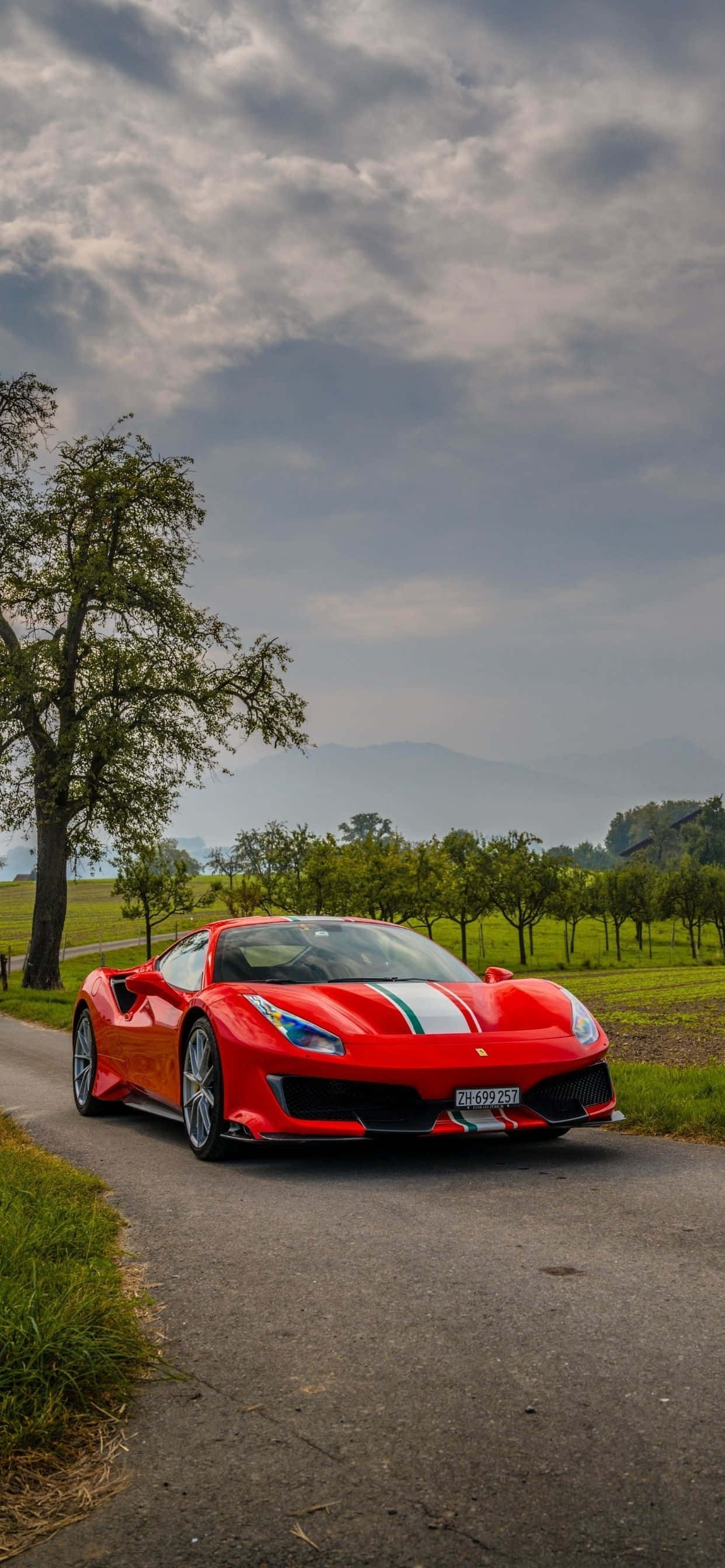 Fundal Ferrari pentru iPhone Xs Max Ferrari 488 Pista roșu Fundal
