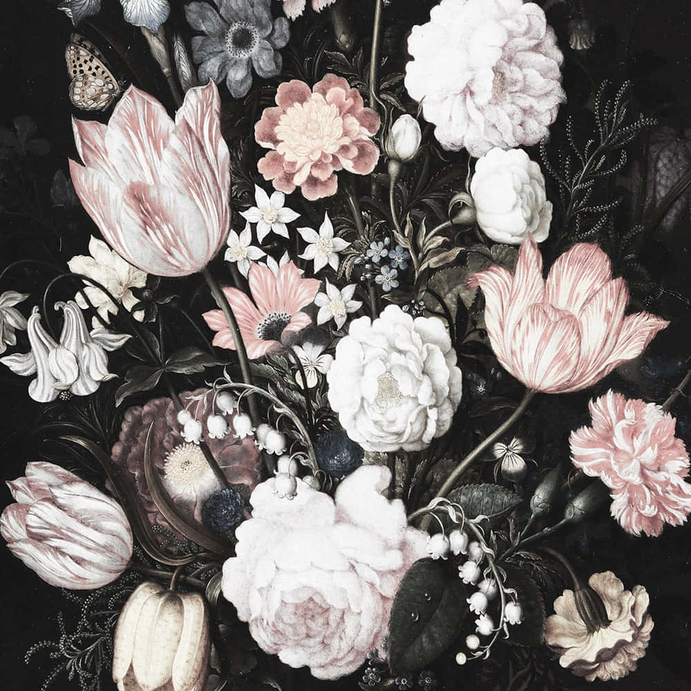Fundal floral întunecat captivant Fundal
