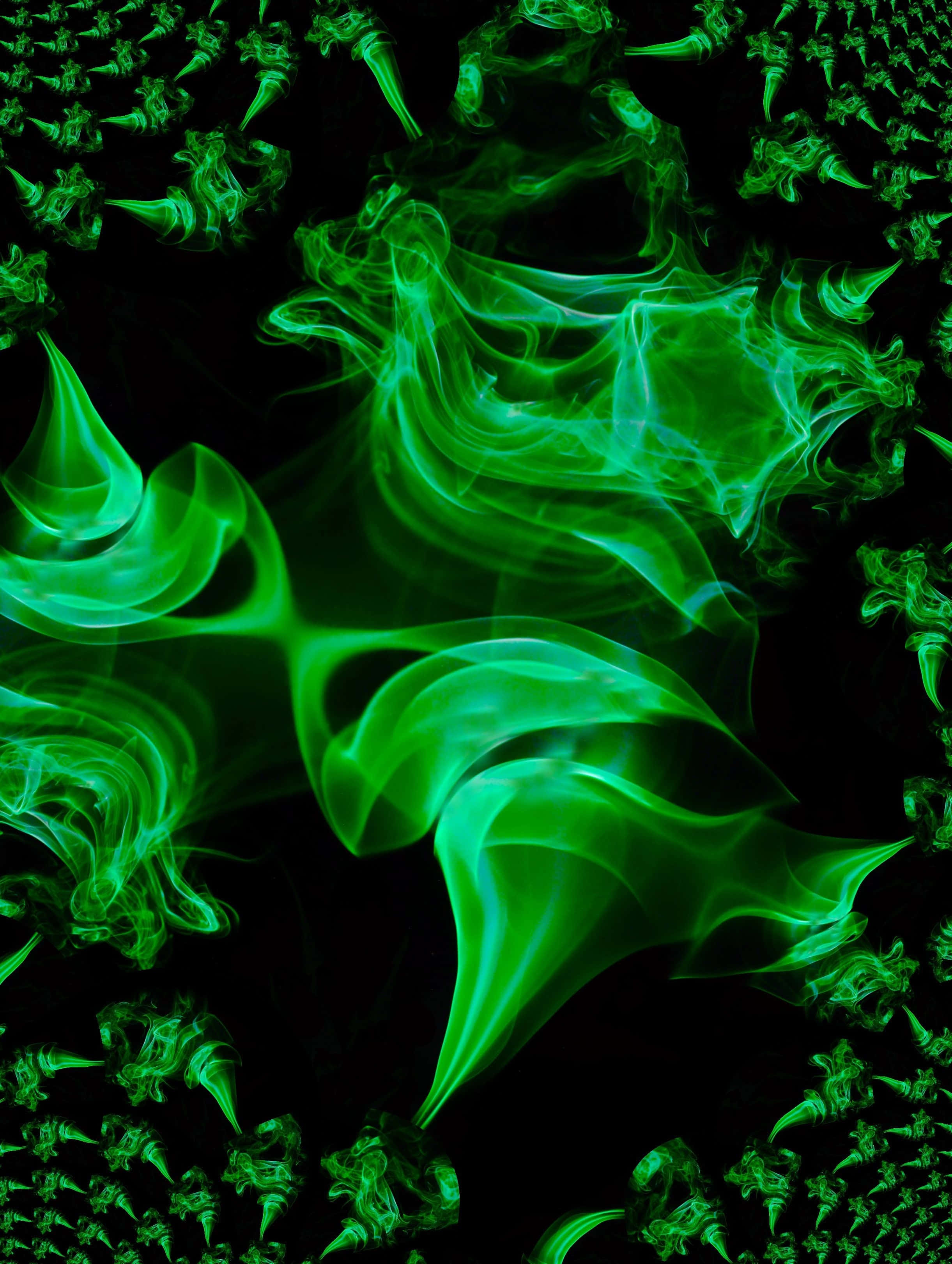 Fundal Fumos cu Fum Neon Verde Strălucitor Fundal