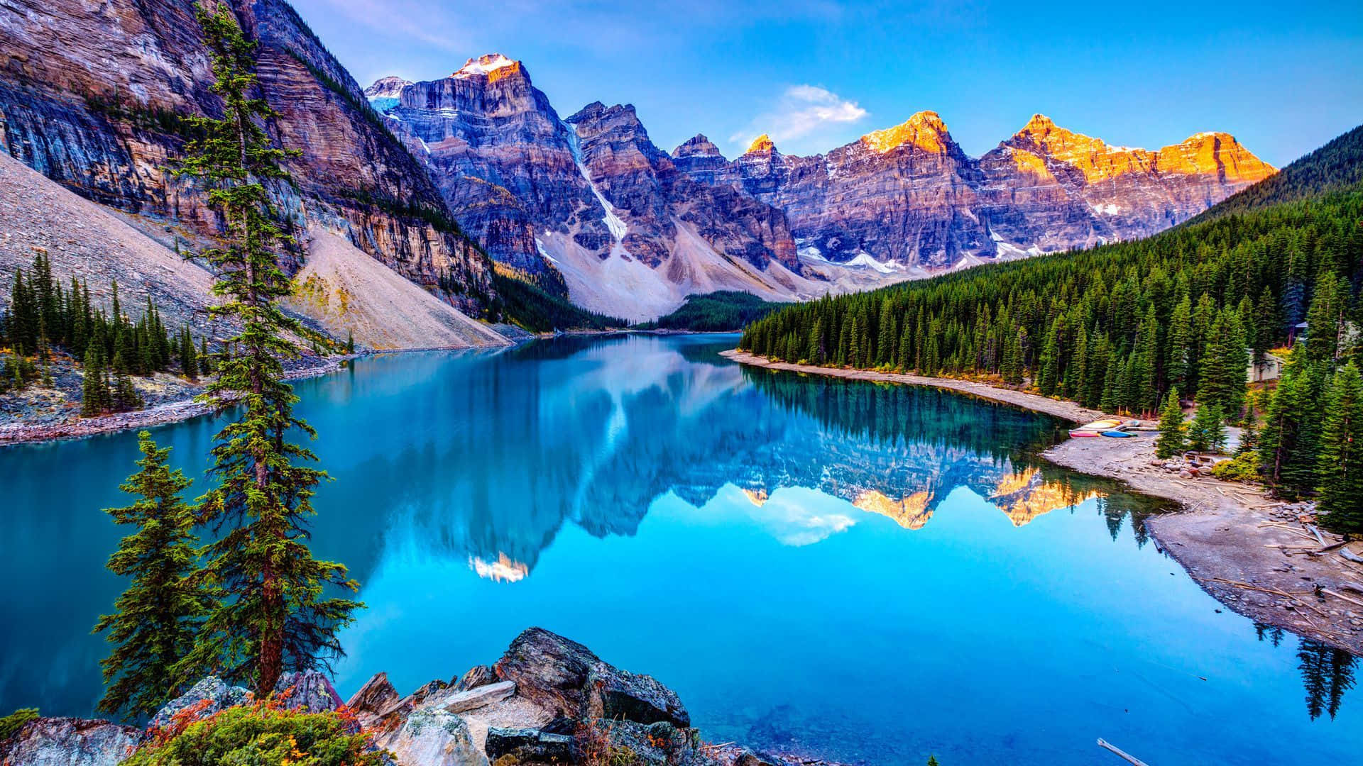 Fundal HD cu Lacul Moraine în Canada Fundal