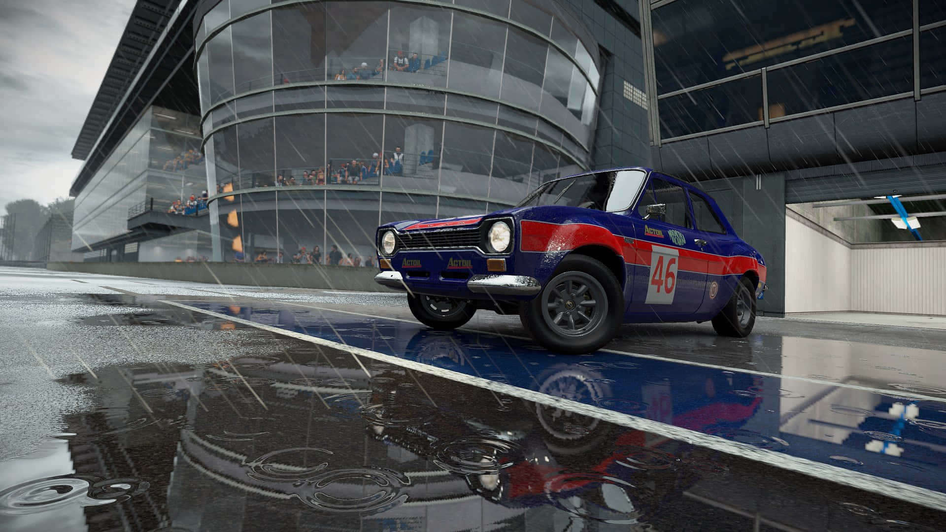 Fundal HD Project Cars Albastru cu Masina Rosie Fundal