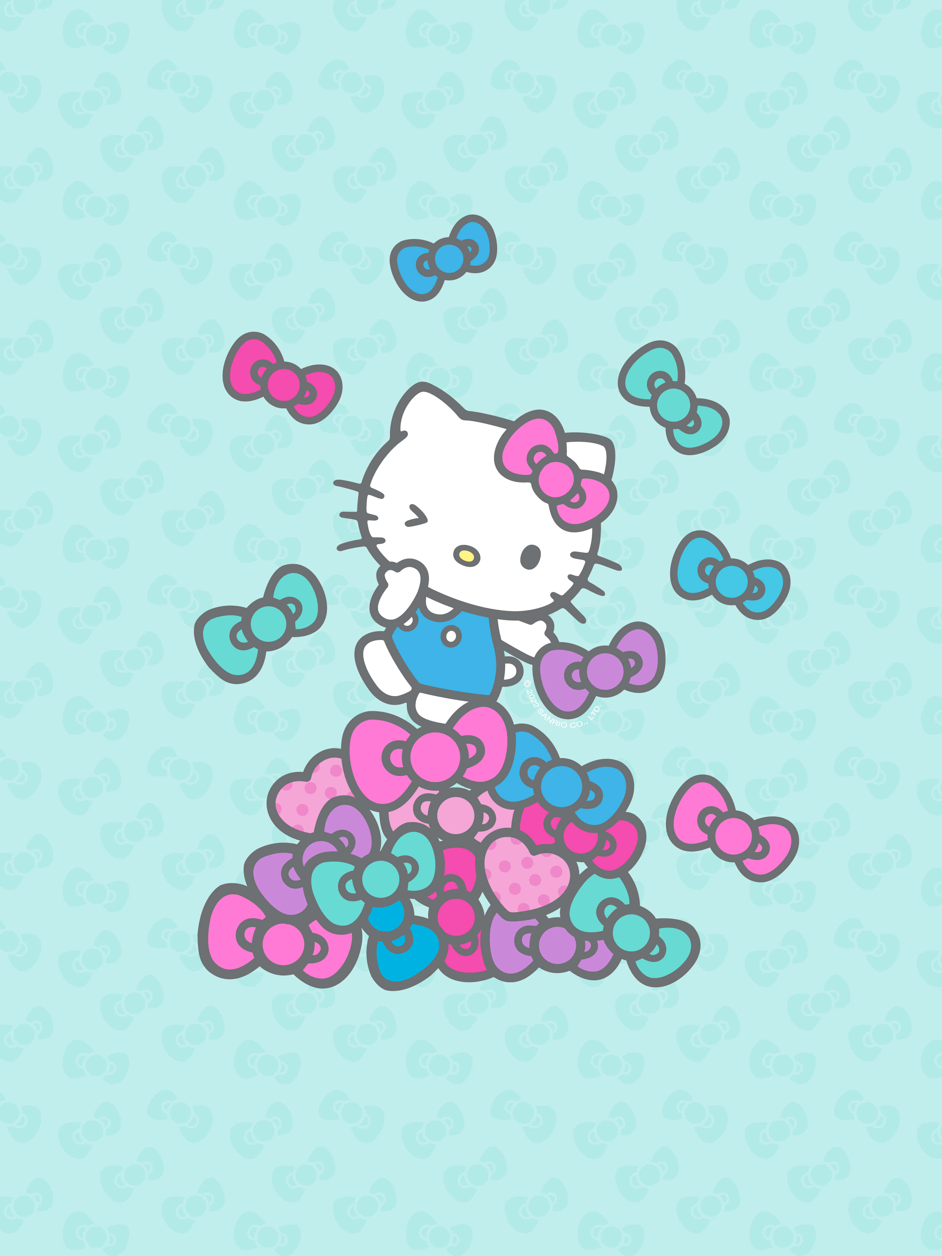 Fundal Hello Kitty Albastru și Roz Fundal