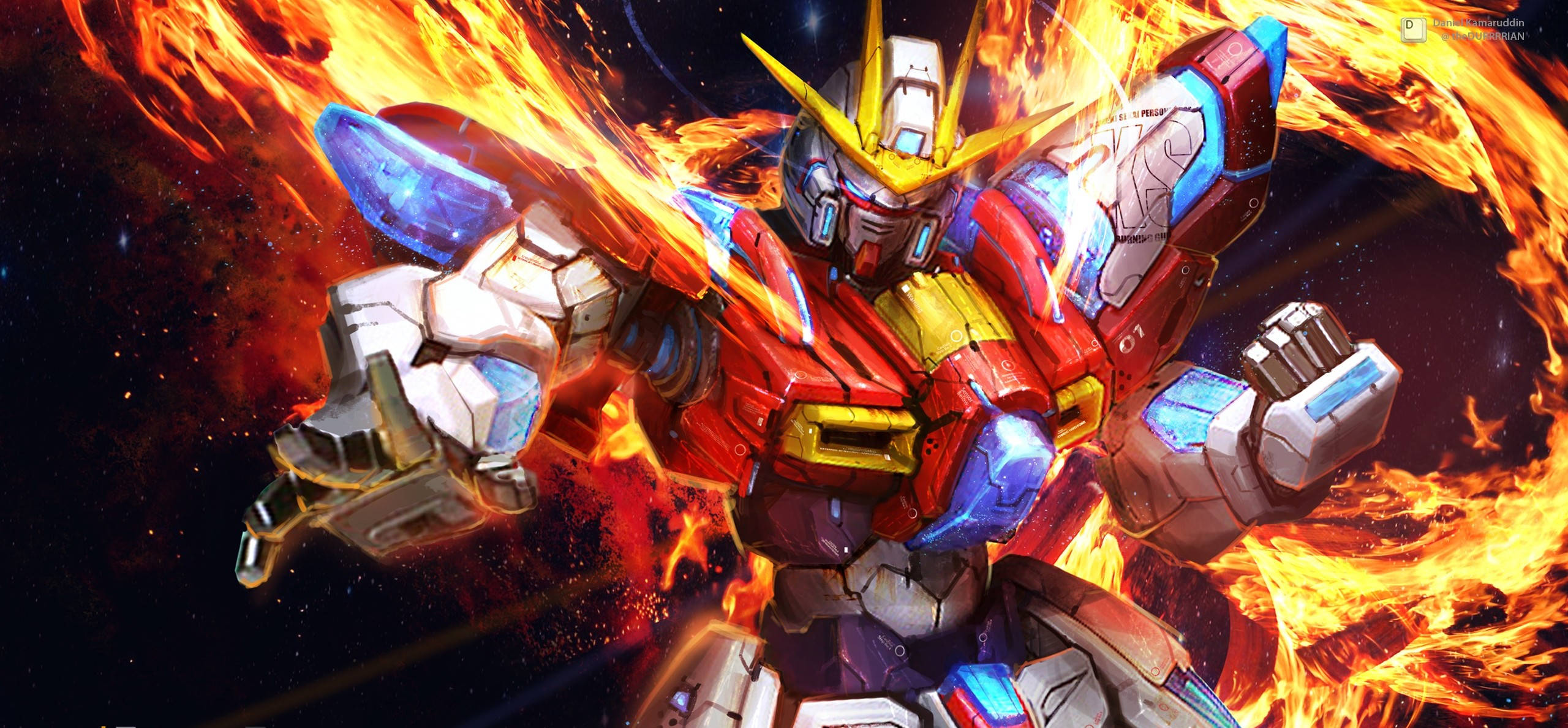 Fundal în flăcări cu Mobile Suit Gundam Fundal