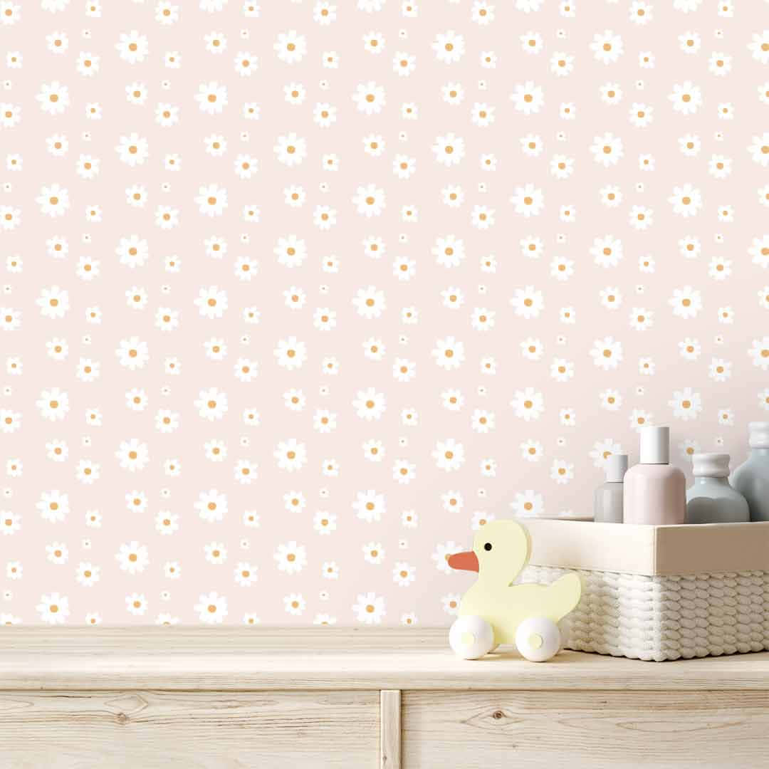 Fundal interior pastel roz cu margarete Fundal