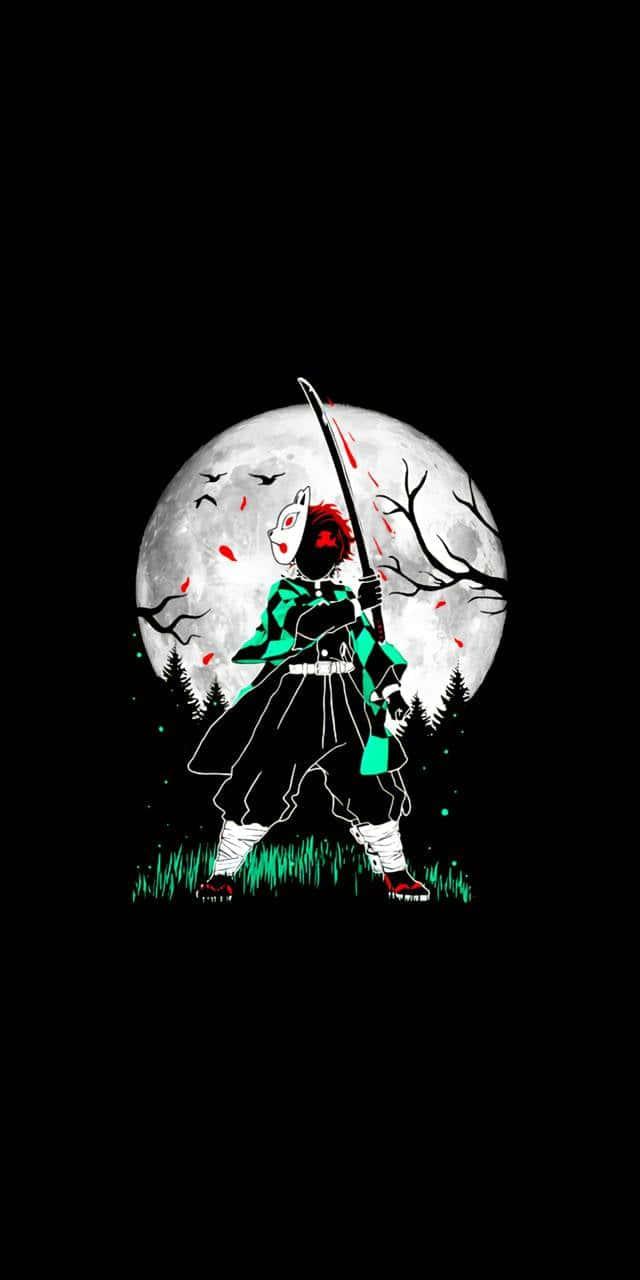 Fundal întunecat Demon Slayer pentru ecran de blocare iPhone Fundal