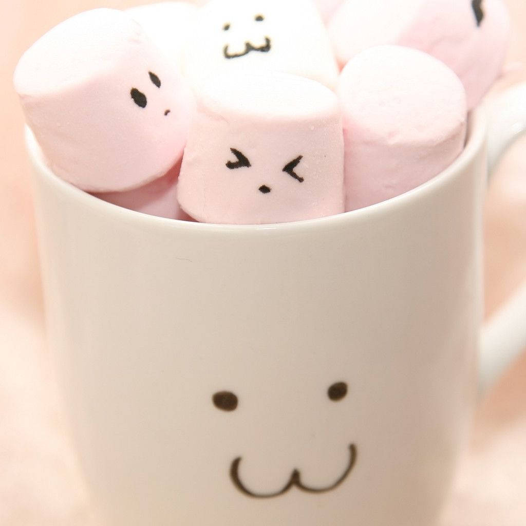 Fundal iPad Adorabil cu un Marshmallow într-o Ceașcă Fundal
