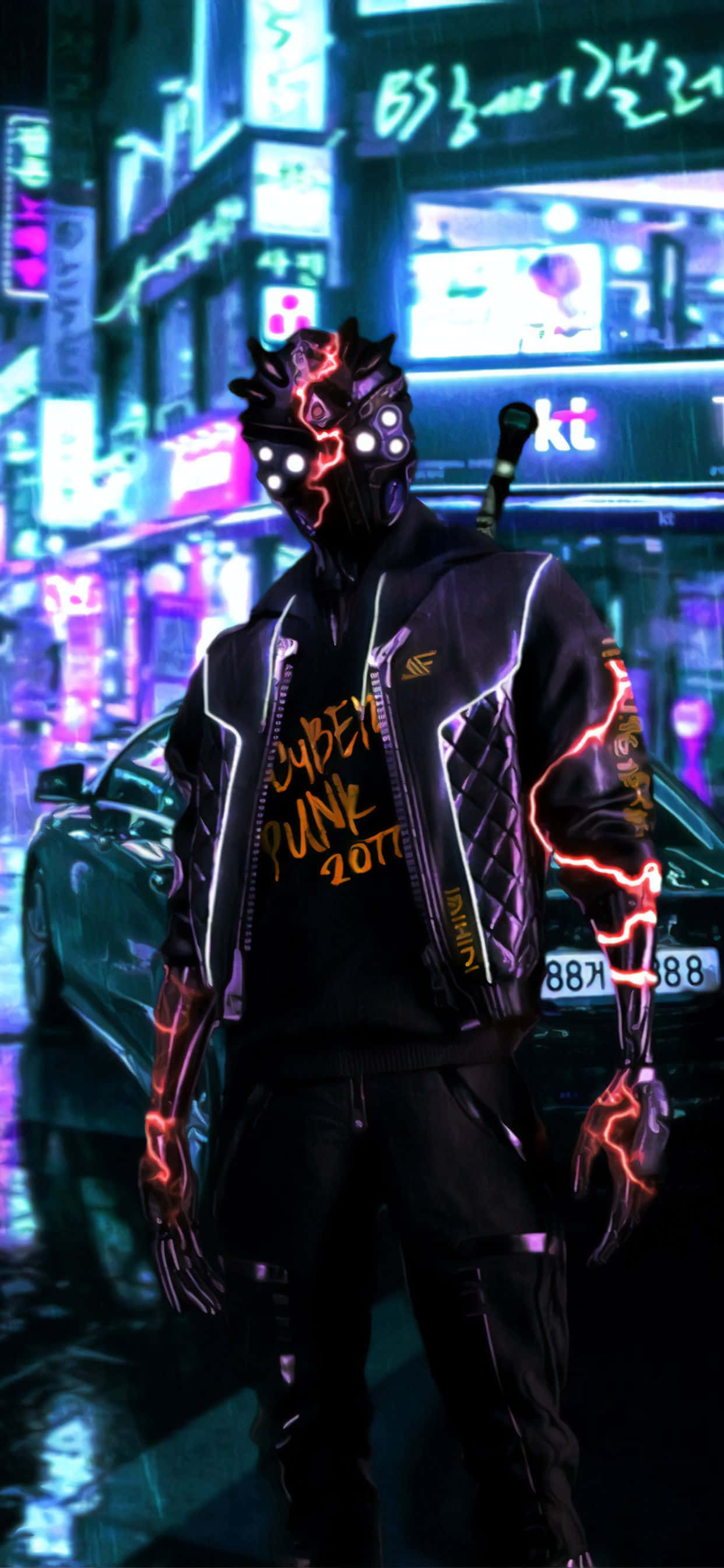 iPhone X Cyberpunk 2077 Fundal Personaj Cyborg Negru Fundal